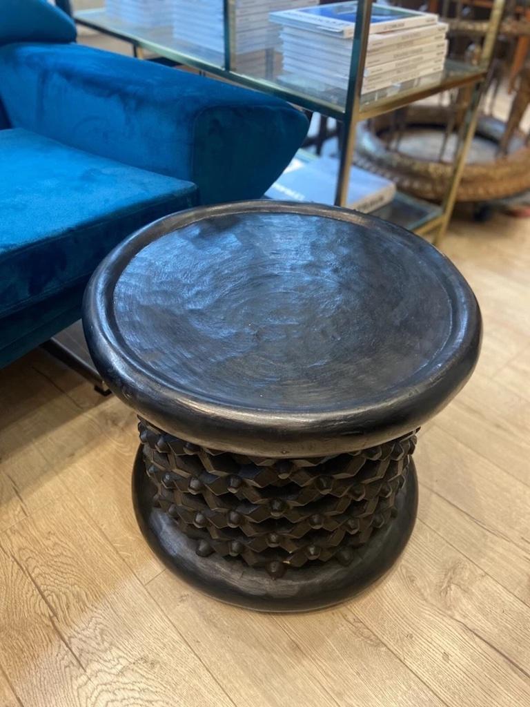 Mid-Century Modern Carved Wood vintage hand carved Bamileke stool or table For Sale