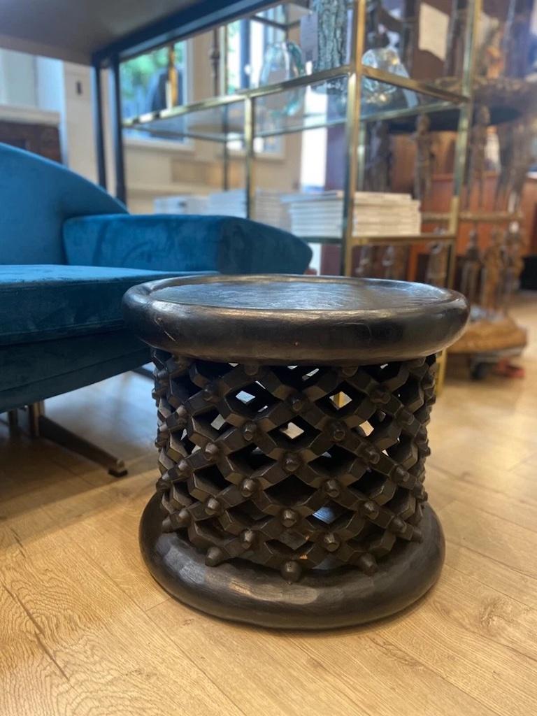 African Carved Wood vintage hand carved Bamileke stool or table For Sale