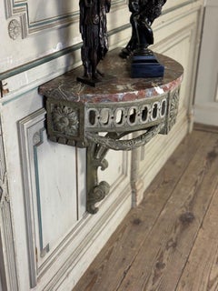 Carved Wood Wall Bracket, Patina In Shades Of Green, 18th Century