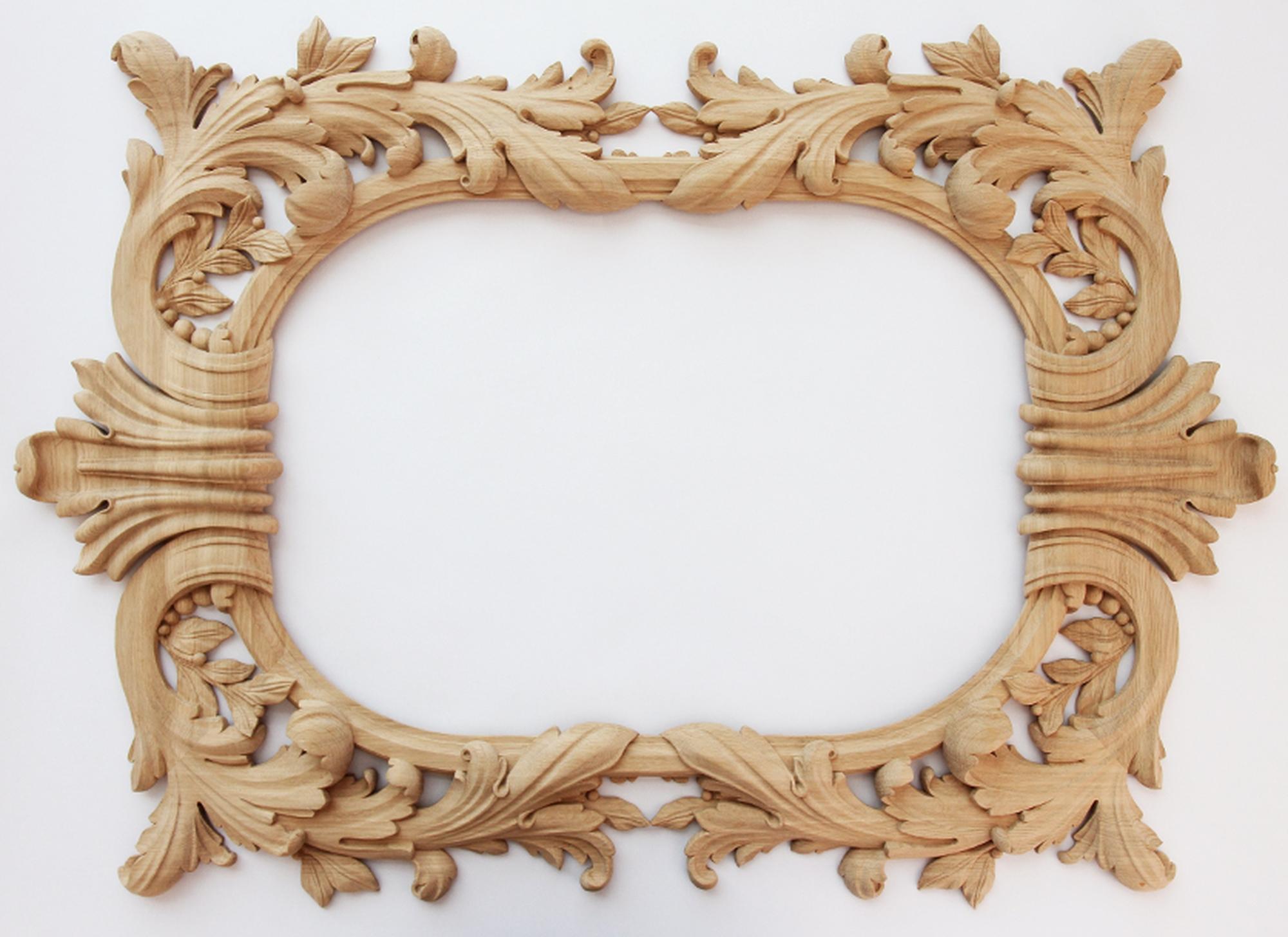 Unfinished high quality wood carving mirror frame from oak or beech of your choice. Unpainted.

>> SKU: RM-007

>> Dimensions: (A x B x C x D x E):

- 31.49