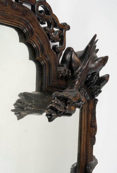 Carved Wood Wall Mirror in the Style of Viardot, 19th Century.