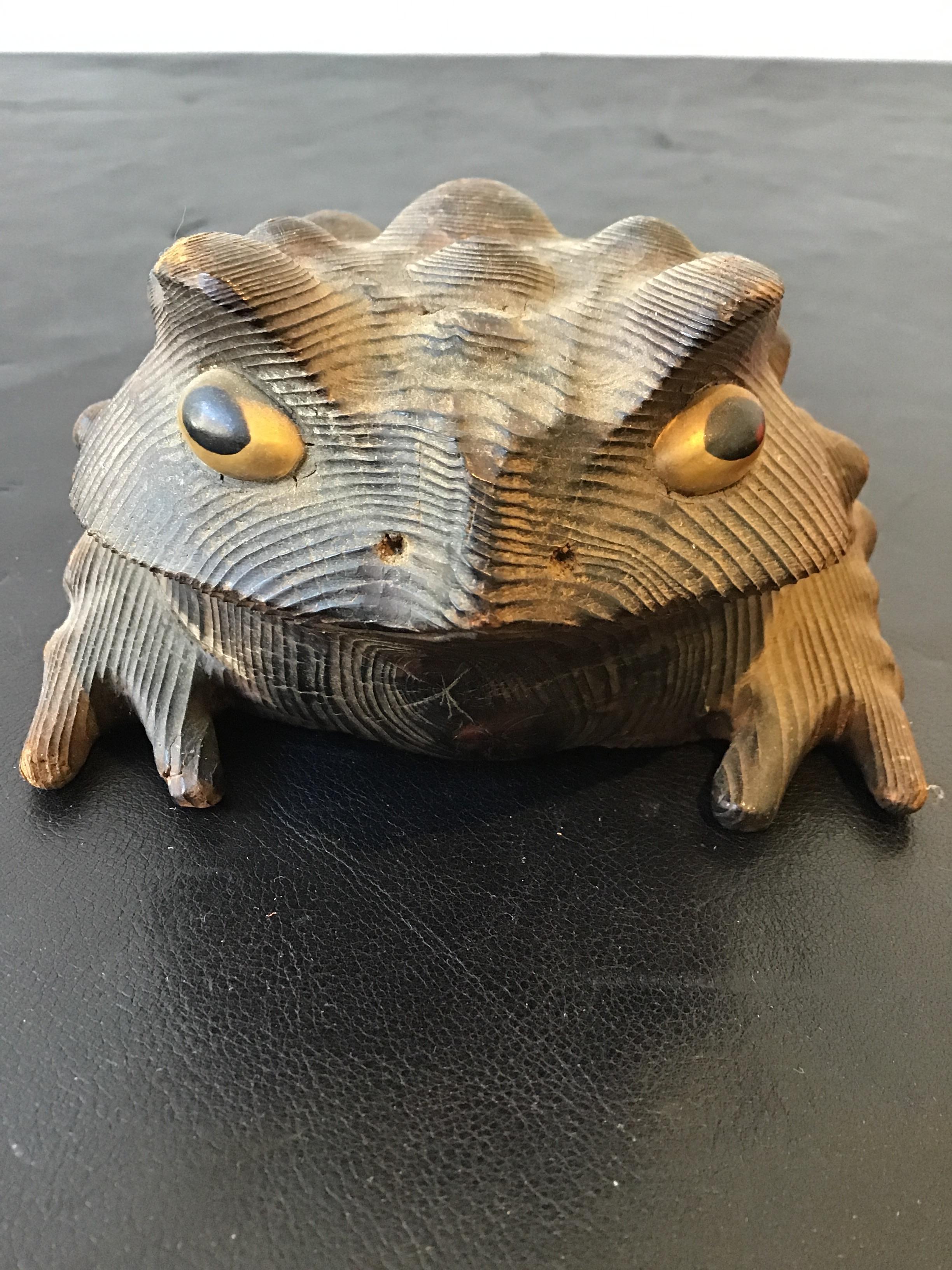 Carved Wood Wart Frog 2
