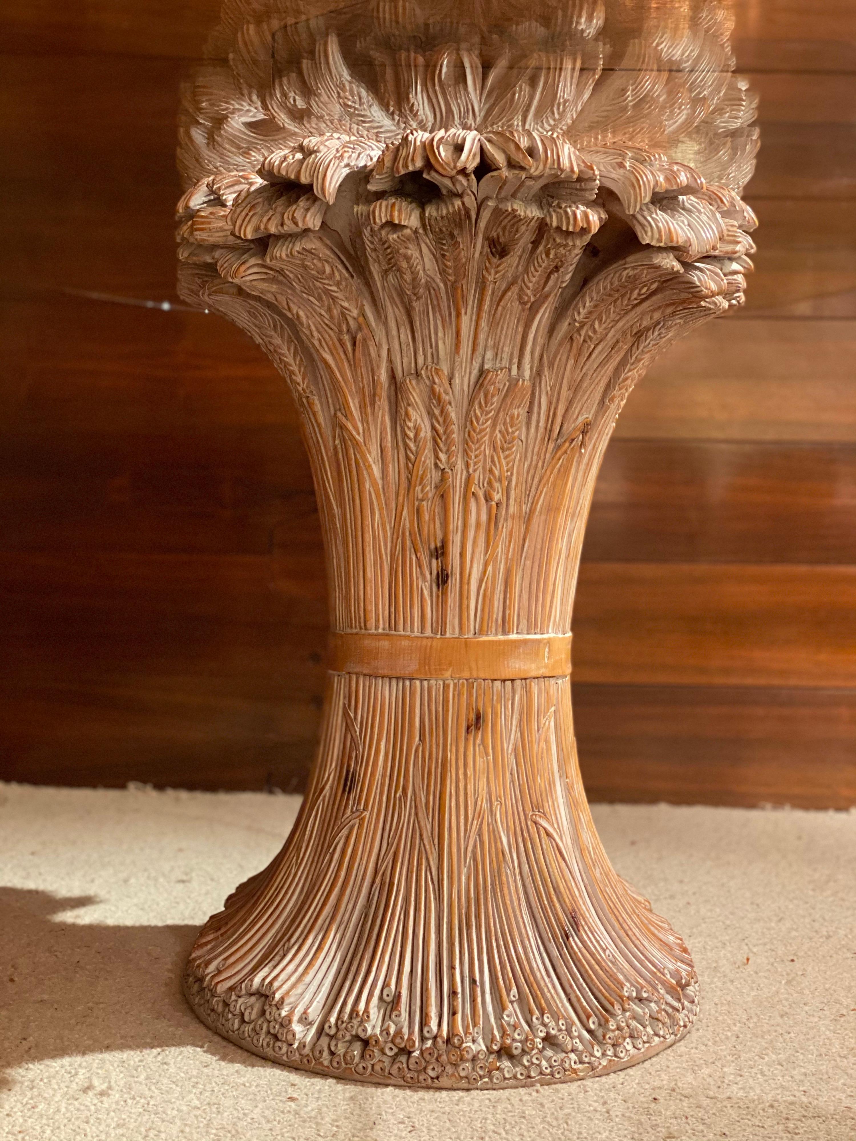 Late 20th Century Carved Wood Wheat Sheaf Dinning Room Table by Chelini, 1970's