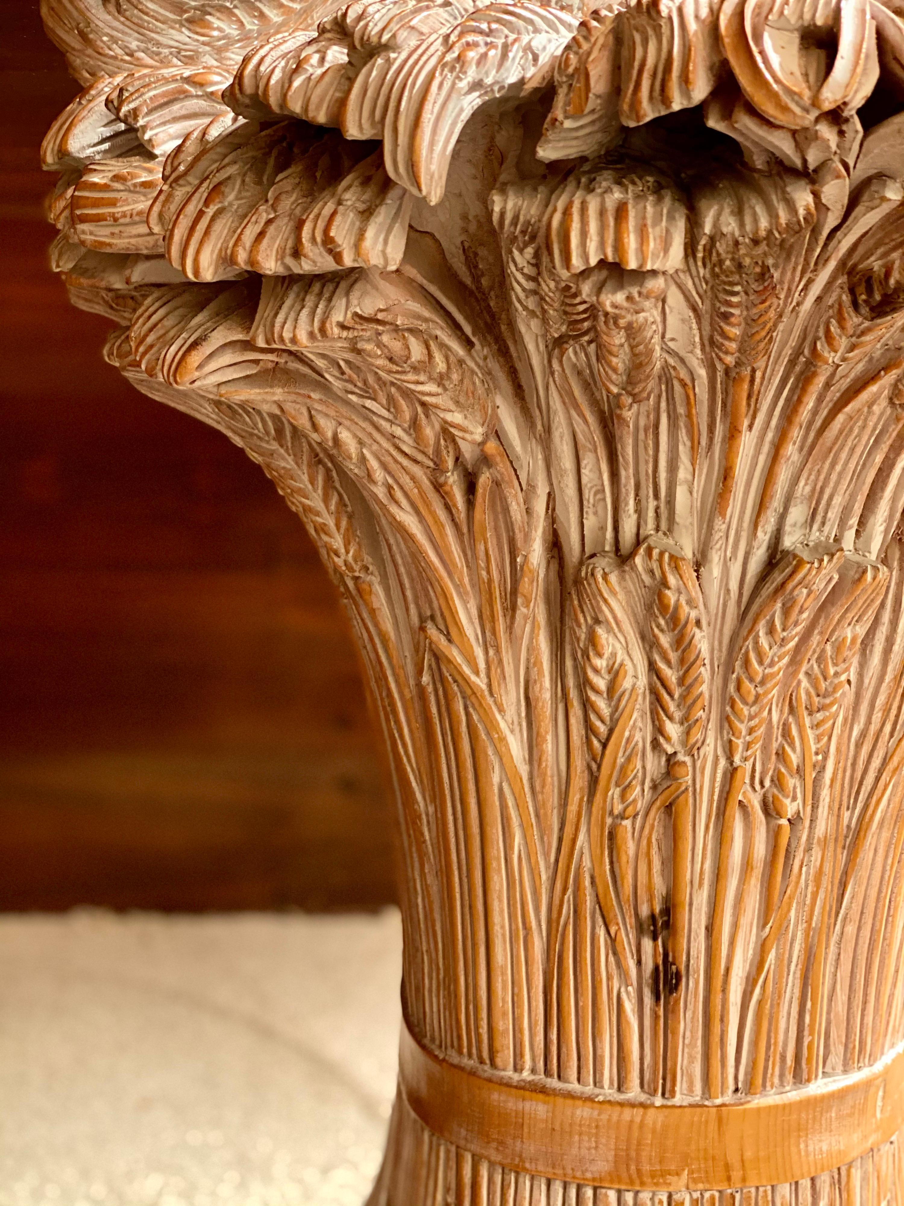 Carved Wood Wheat Sheaf Dinning Room Table by Chelini, 1970's 1