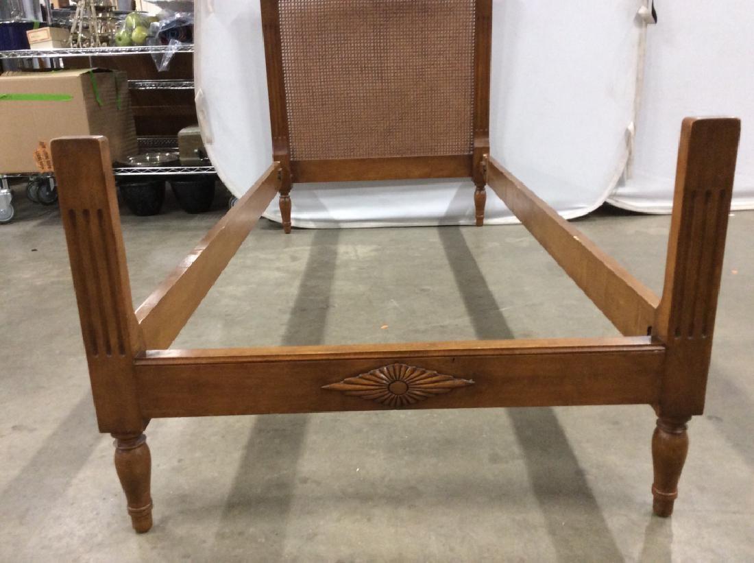 Carved Wood with Caned Headboard Bed Stand In Good Condition In Sheffield, MA