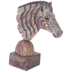 Carved Wood Zebra Head