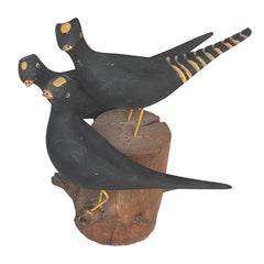 Carved Wooden and Painted Folk Art Figural Grouo of Birds, 20th C