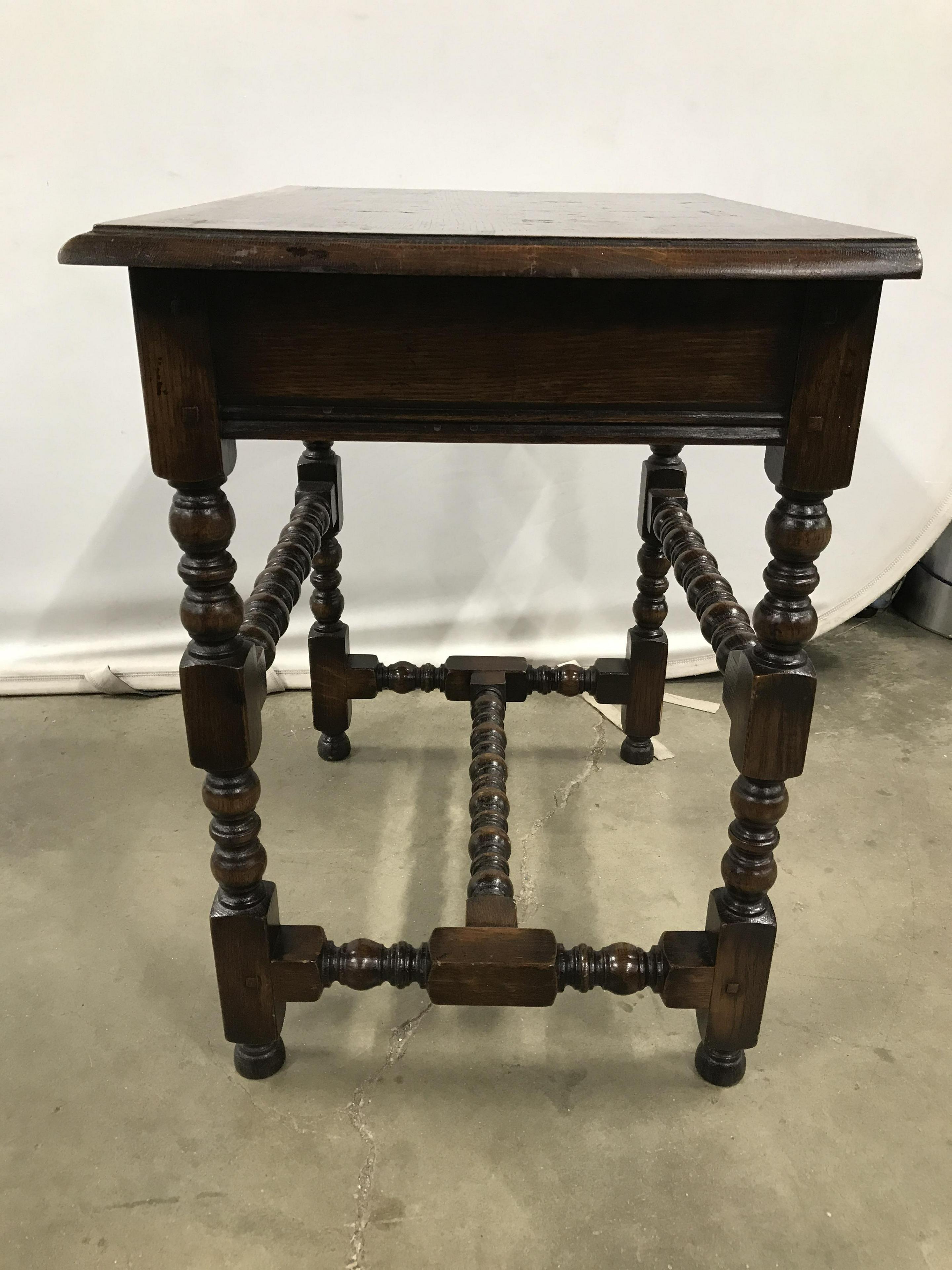 Carved Wooden Barley Twist Side Table 3