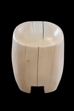 Carved Wooden Barrel Chair