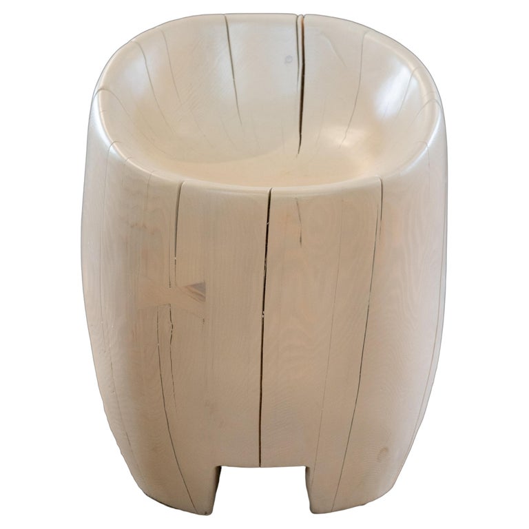 Carved Wooden Barrel Chair at 1stDibs