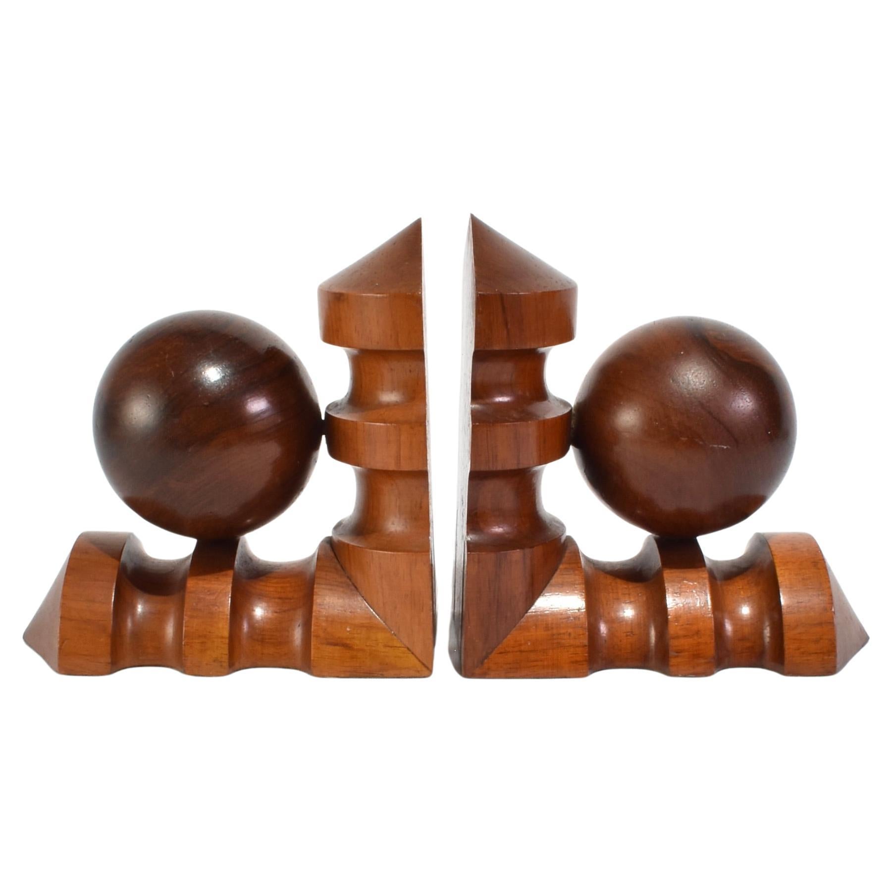 Carved Wooden Bookends