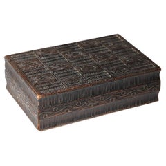 Carved wooden box 60's folk art