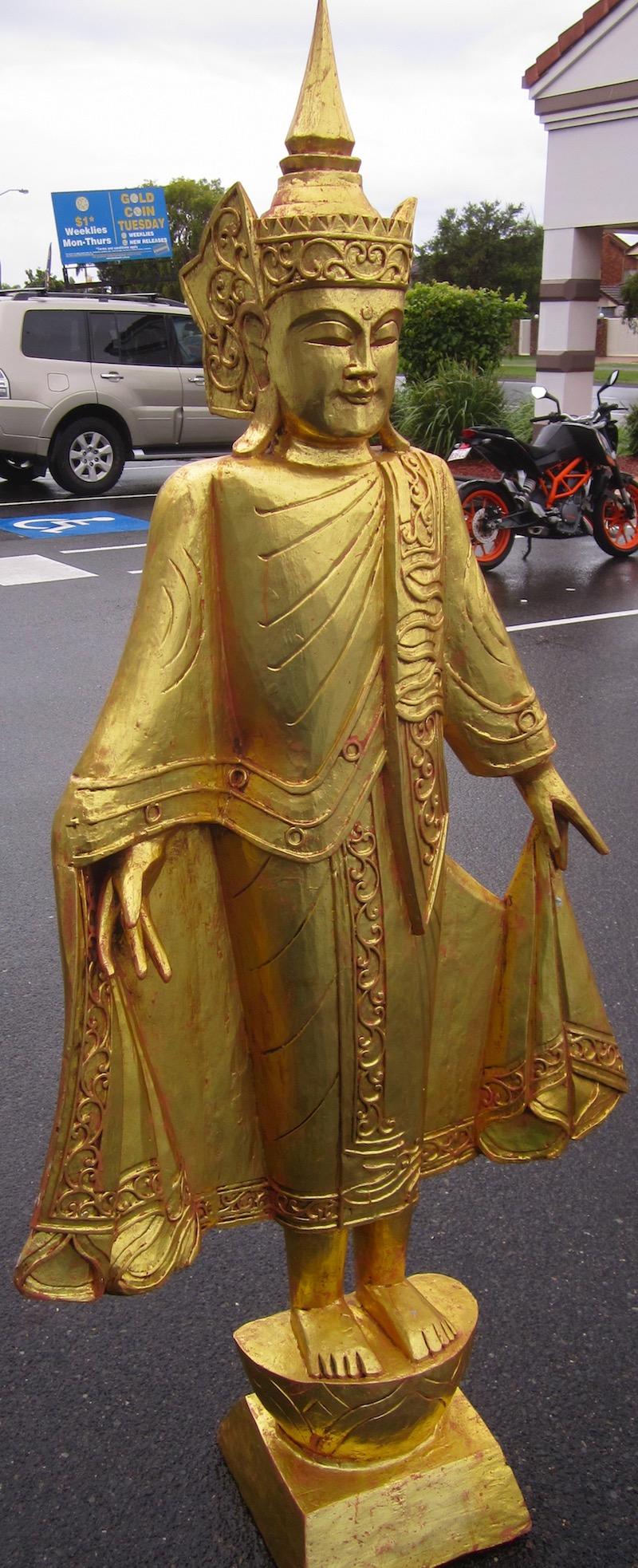 Hand-Crafted Carved Wooden Buddha Statue For Sale