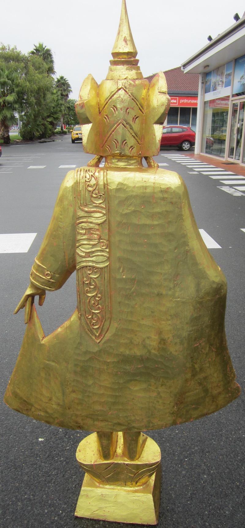 Carved Wooden Buddha Statue In Good Condition For Sale In Paradise Point, Queensland