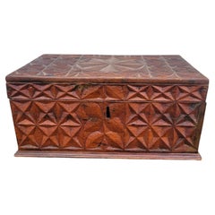 Carved Wooden Chest, Italian Or Colonial Work, 19th Century