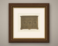 Carved Wooden Chest, Vitel Collection, Antique Print, 1851