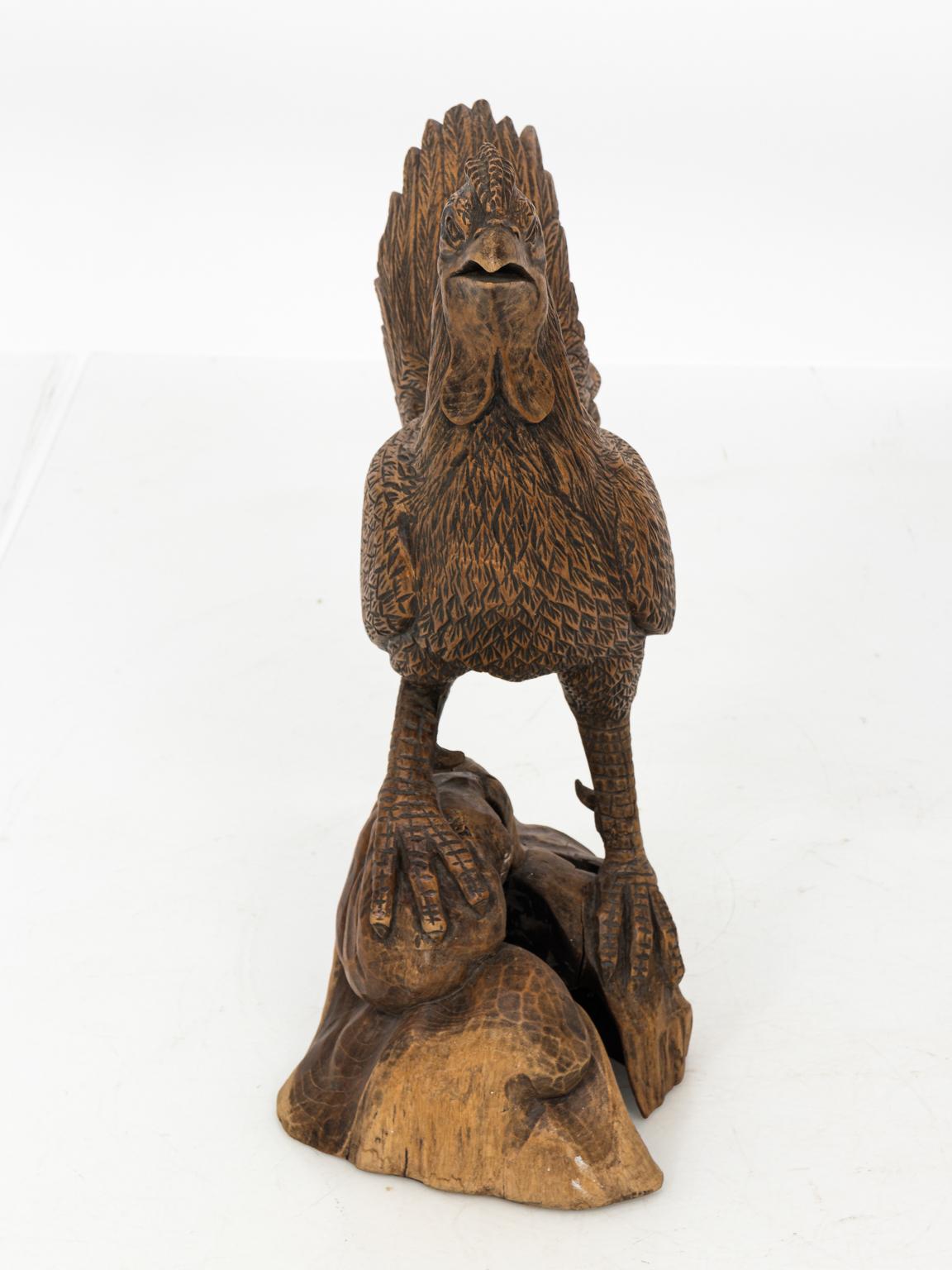 wood carved chicken