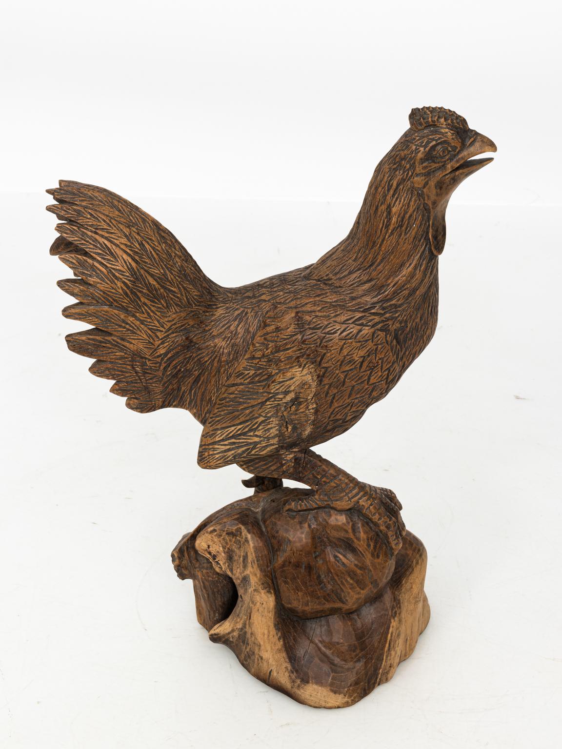 20th Century Carved Wooden Chicken For Sale