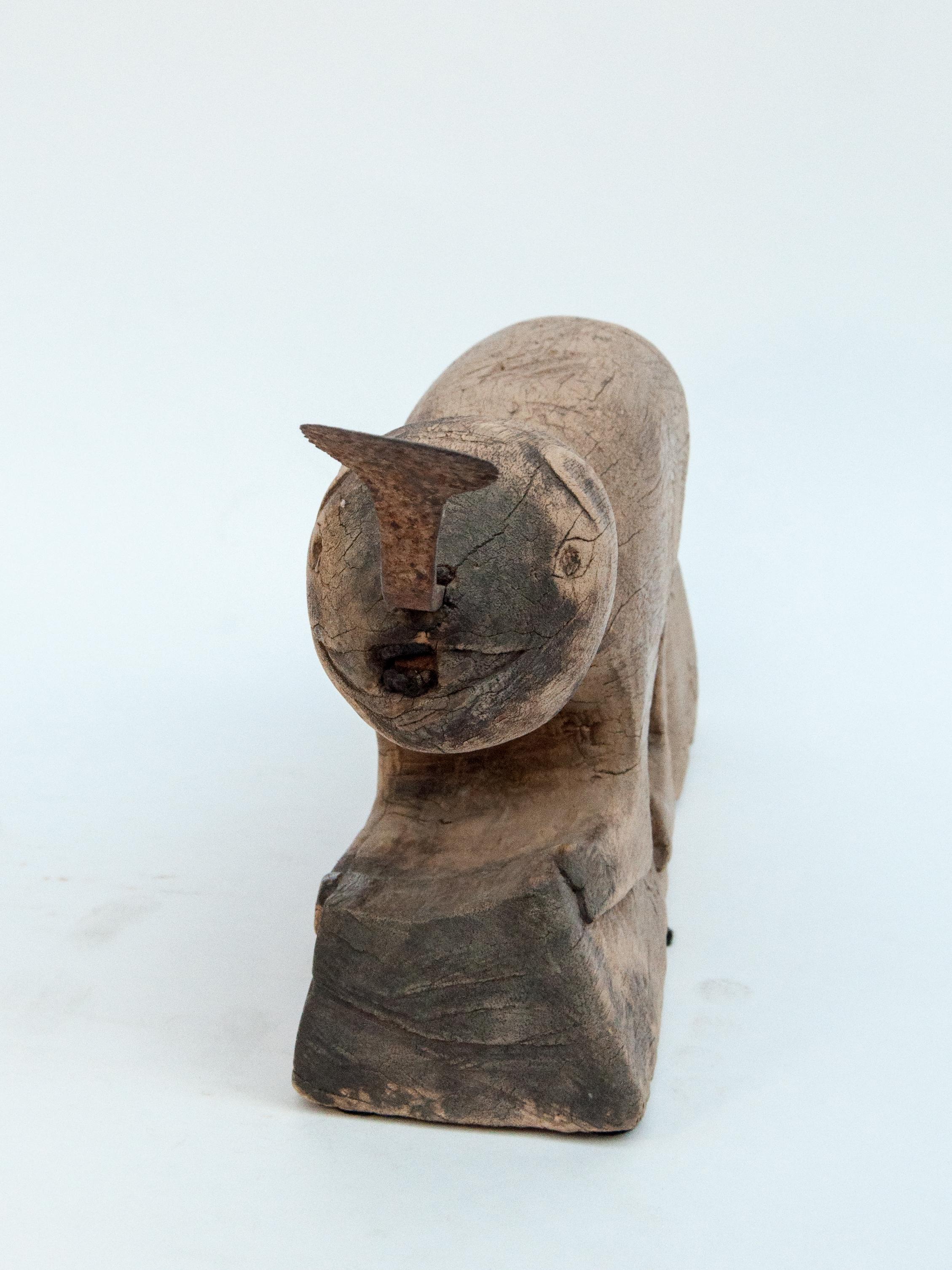 Hand-Carved Carved Wooden Coconut Grater, Animal Motif, North Thailand, Mid-20th Century