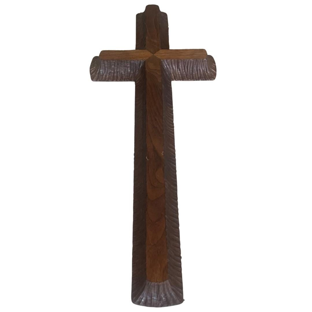 Primitive Carved Wooden Cross For Sale