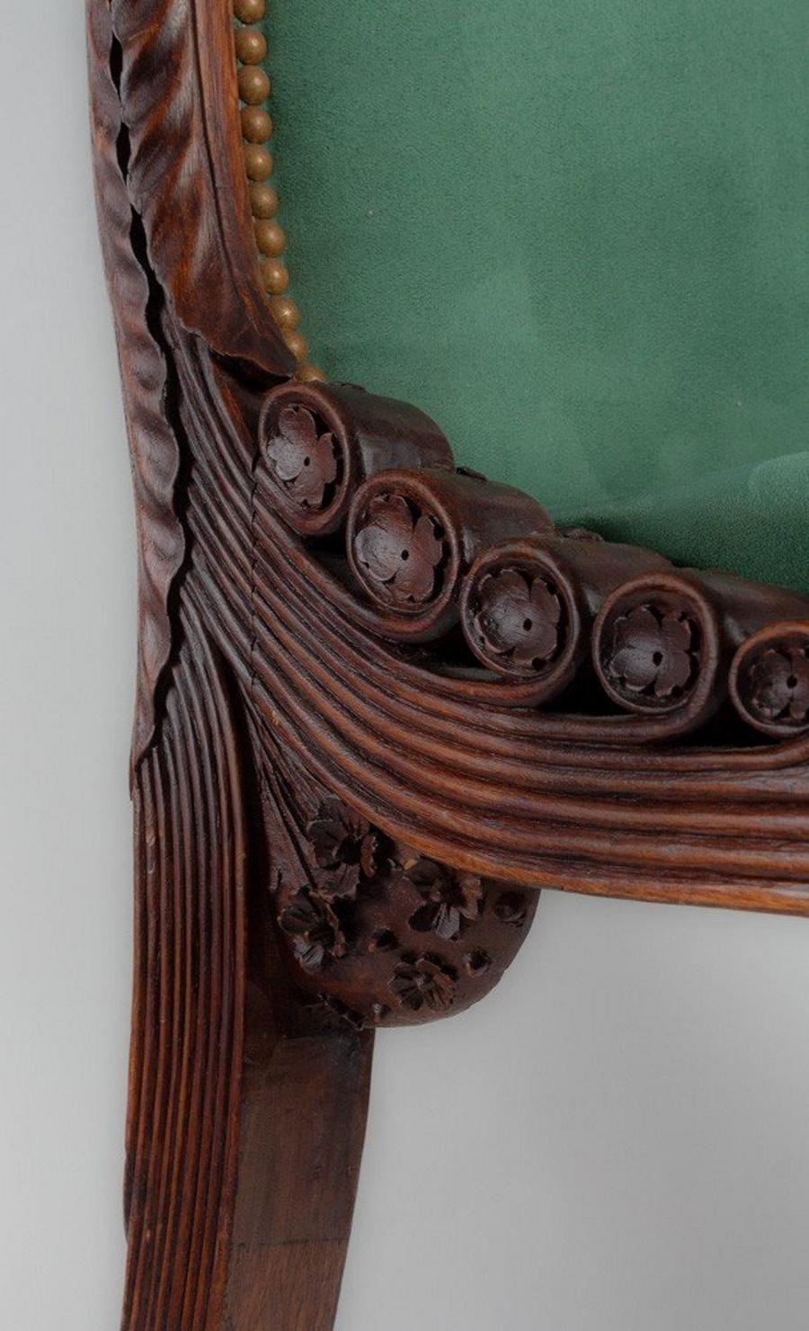 Napoleon III Carved Wooden Desk Armchair, 19th Century