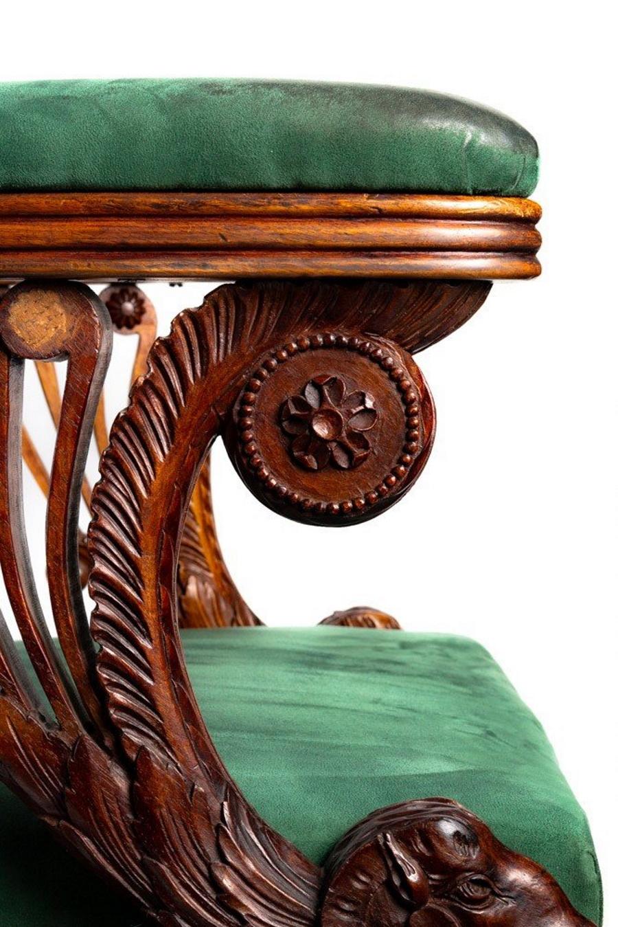 European Carved Wooden Desk Armchair, 19th Century