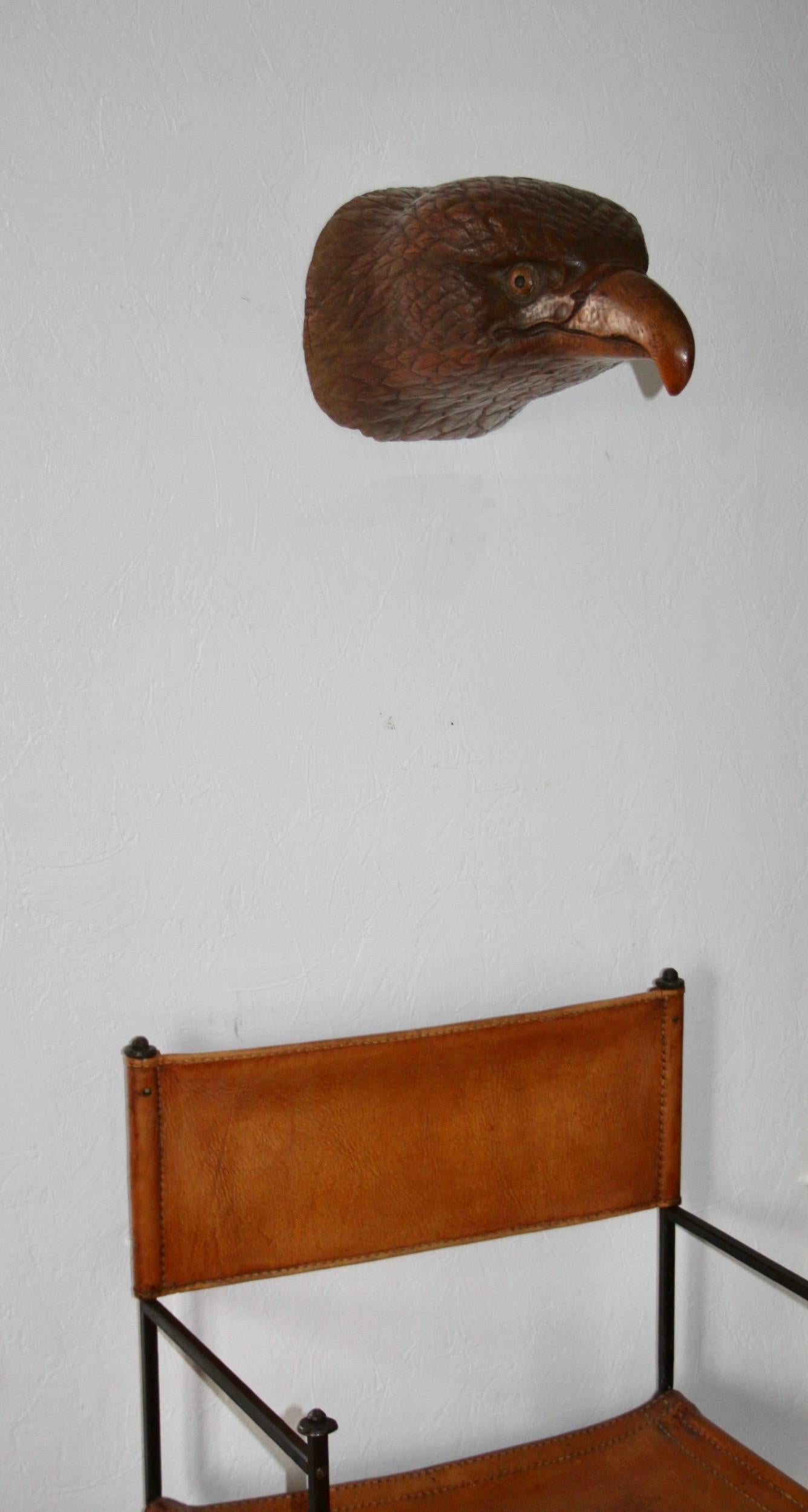 Wall carved wooden eagle head 19 th century 