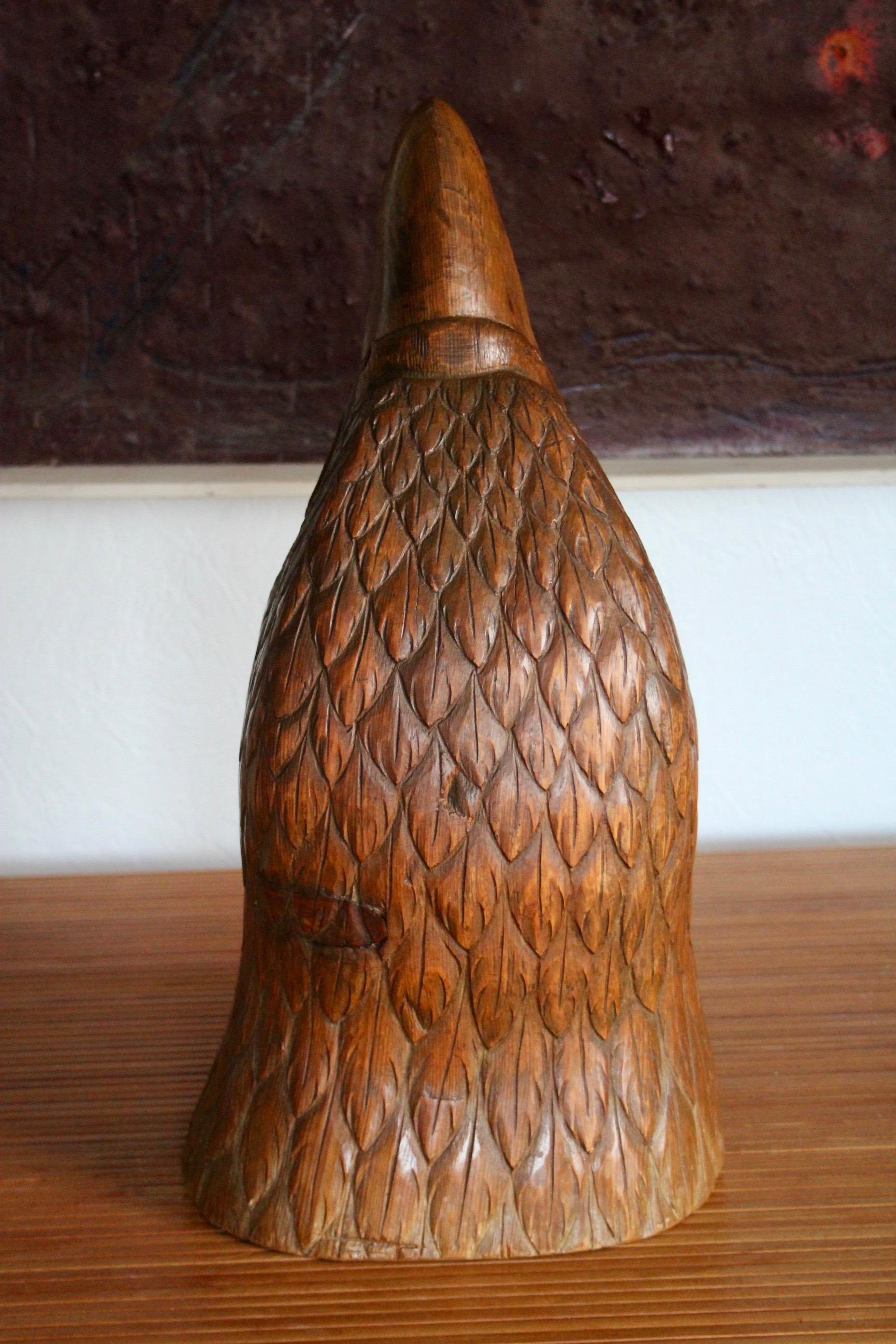 Wood carved wooden eagle head