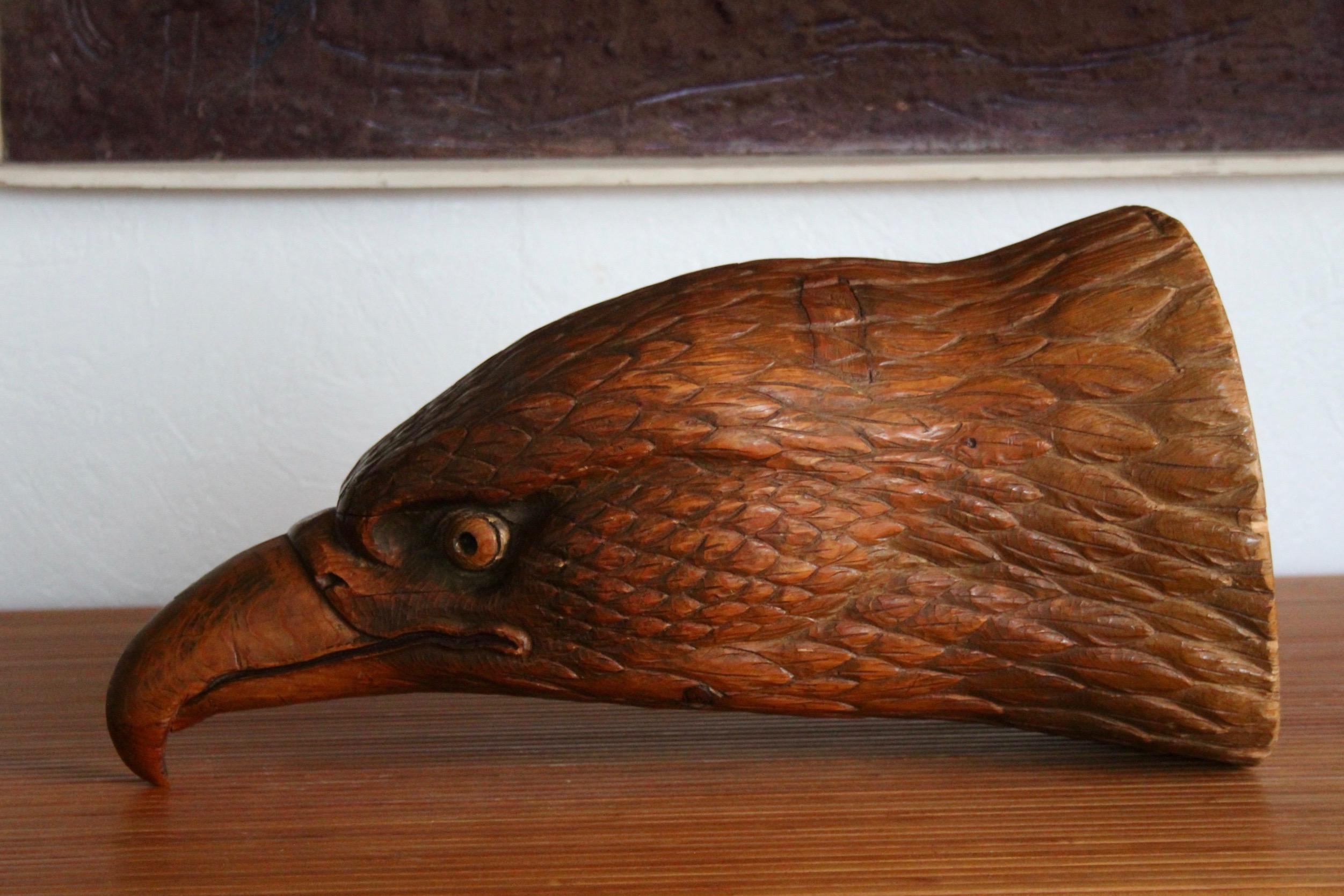 carved wooden eagle head 2
