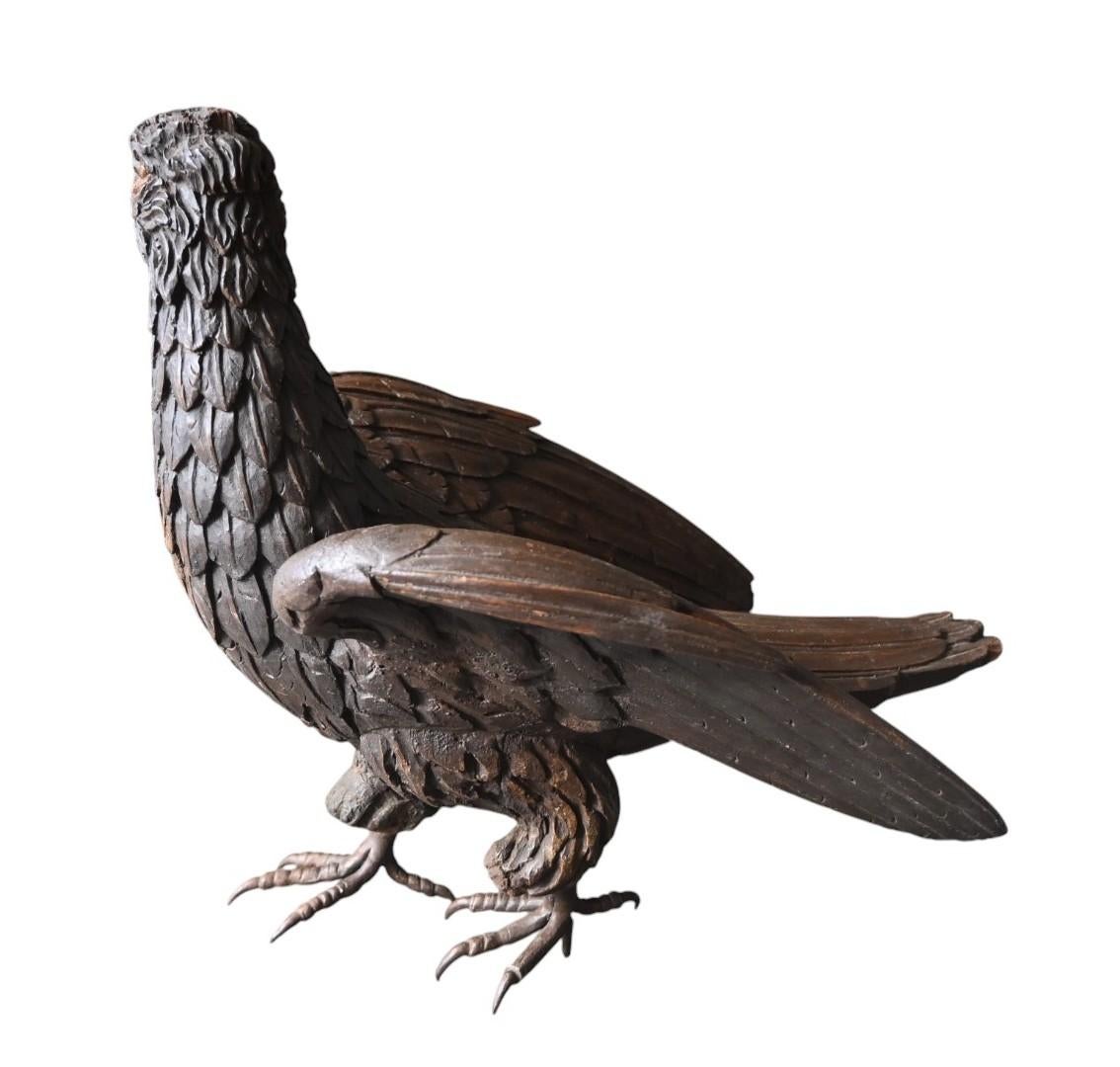 Intagliato a mano Aquila in legno intagliato con artigli in ferro - XIX secolo in vendita