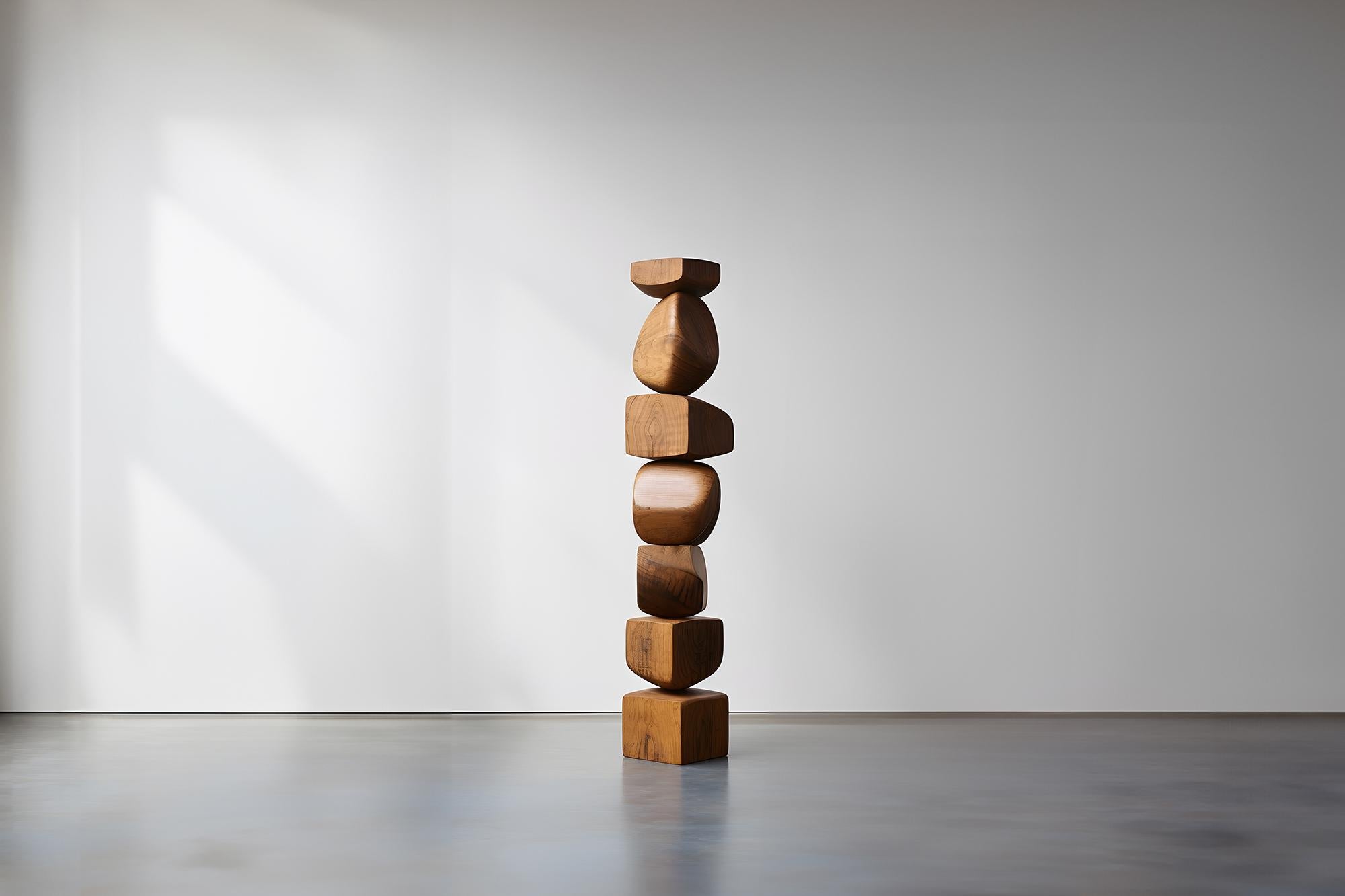 Mid-Century Modern Carved Wooden Elegance Still Stand No72: Abstract Totem by Joel Escalona For Sale