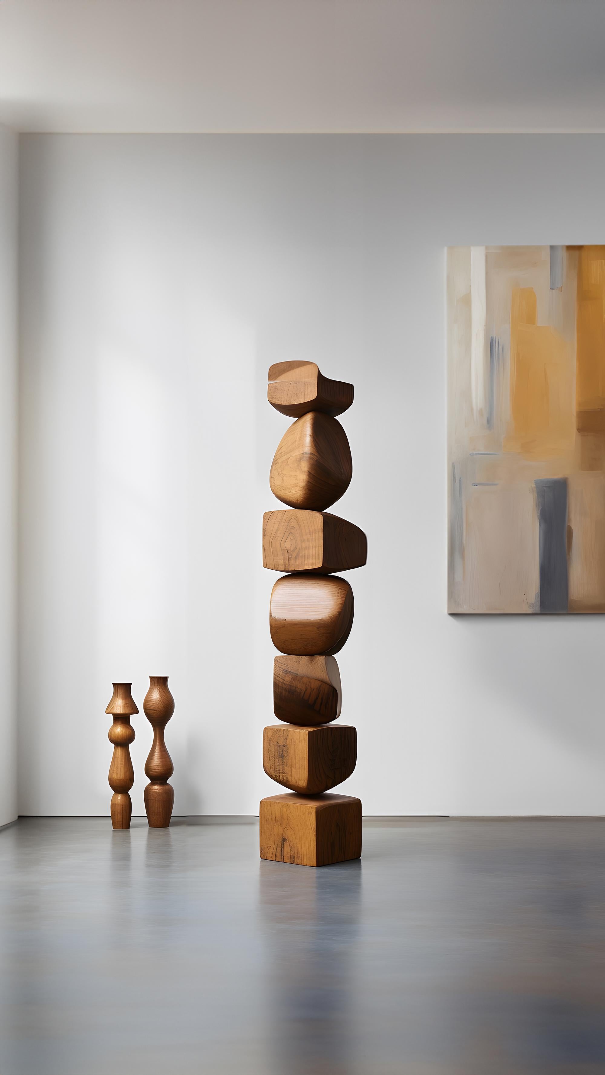 Carved Wooden Elegance Still Stand No72: Abstract Totem by Joel Escalona In New Condition For Sale In Estado de Mexico CP, Estado de Mexico