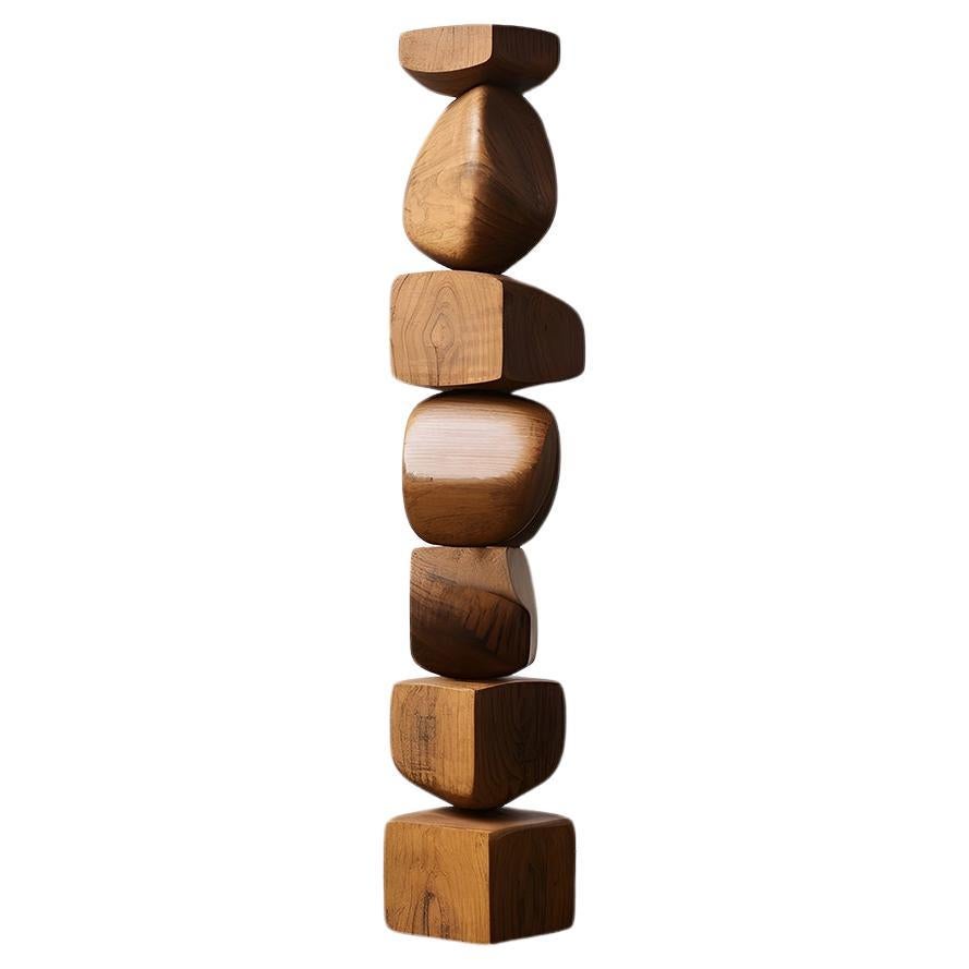 Carved Wooden Elegance Still Stand No72: Abstract Totem by Joel Escalona For Sale