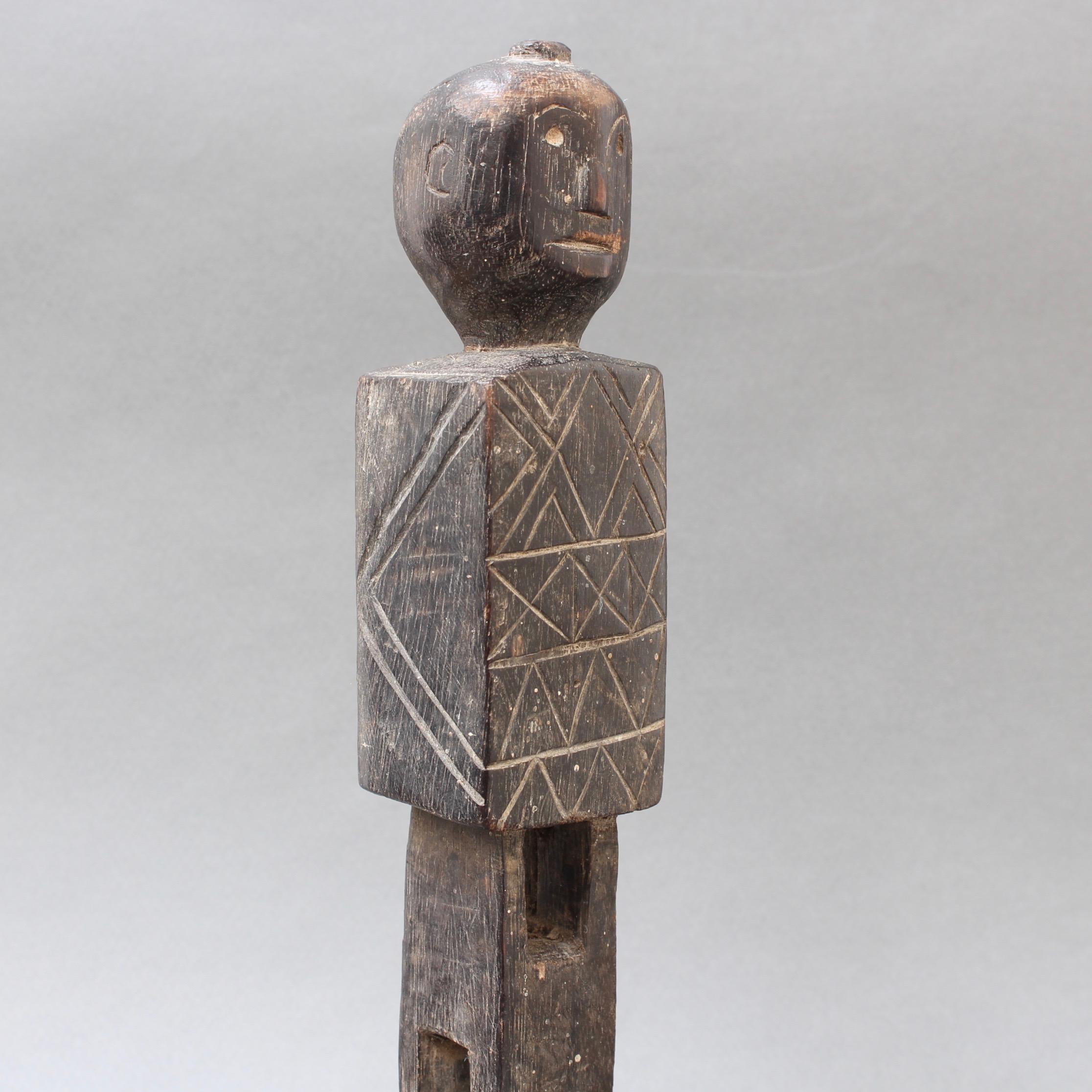 Mid-20th Century Carved Wooden Figure from Nias, Indonesia, circa 1960s-1970s For Sale