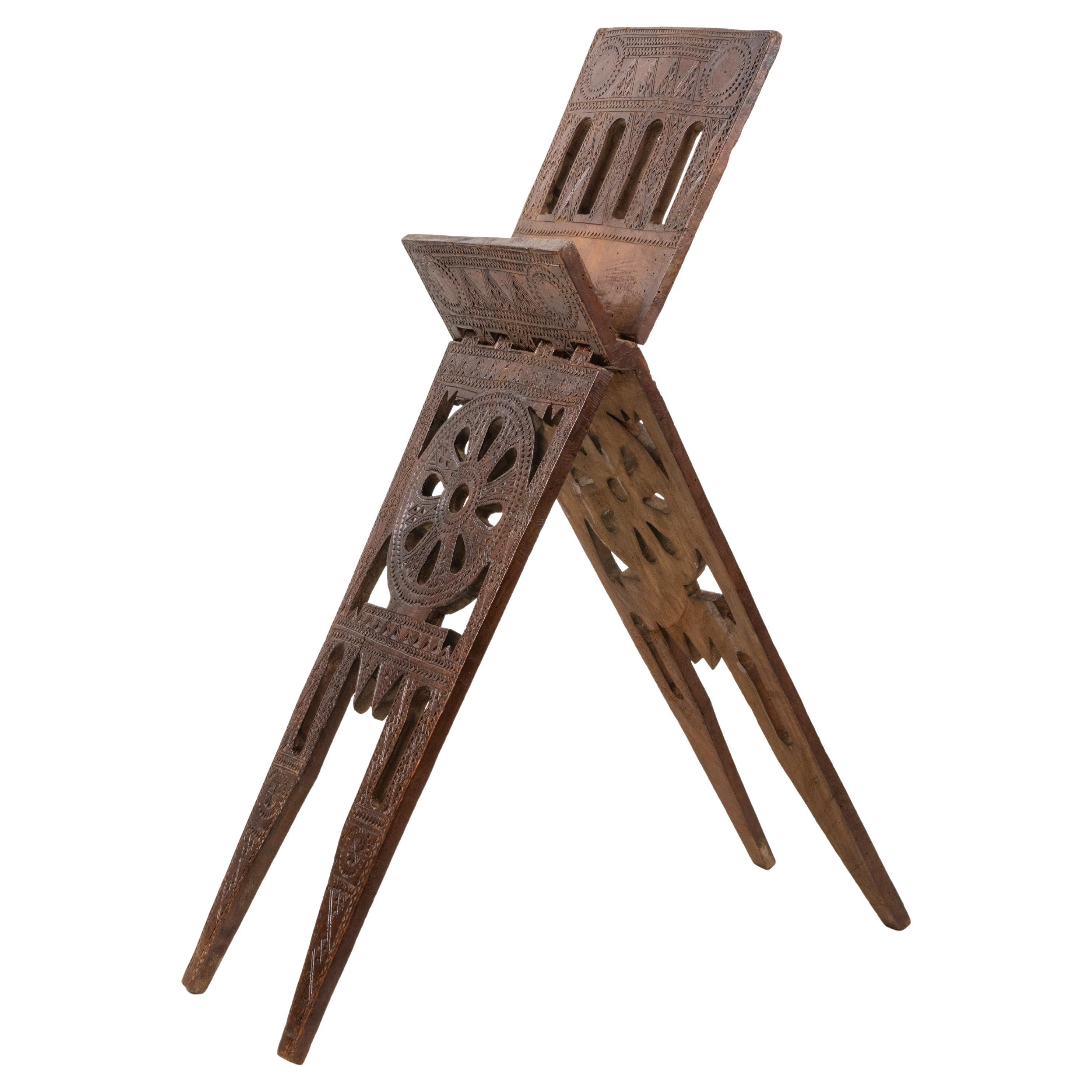 Carved Wooden Folding Easel, Early 20th Century For Sale