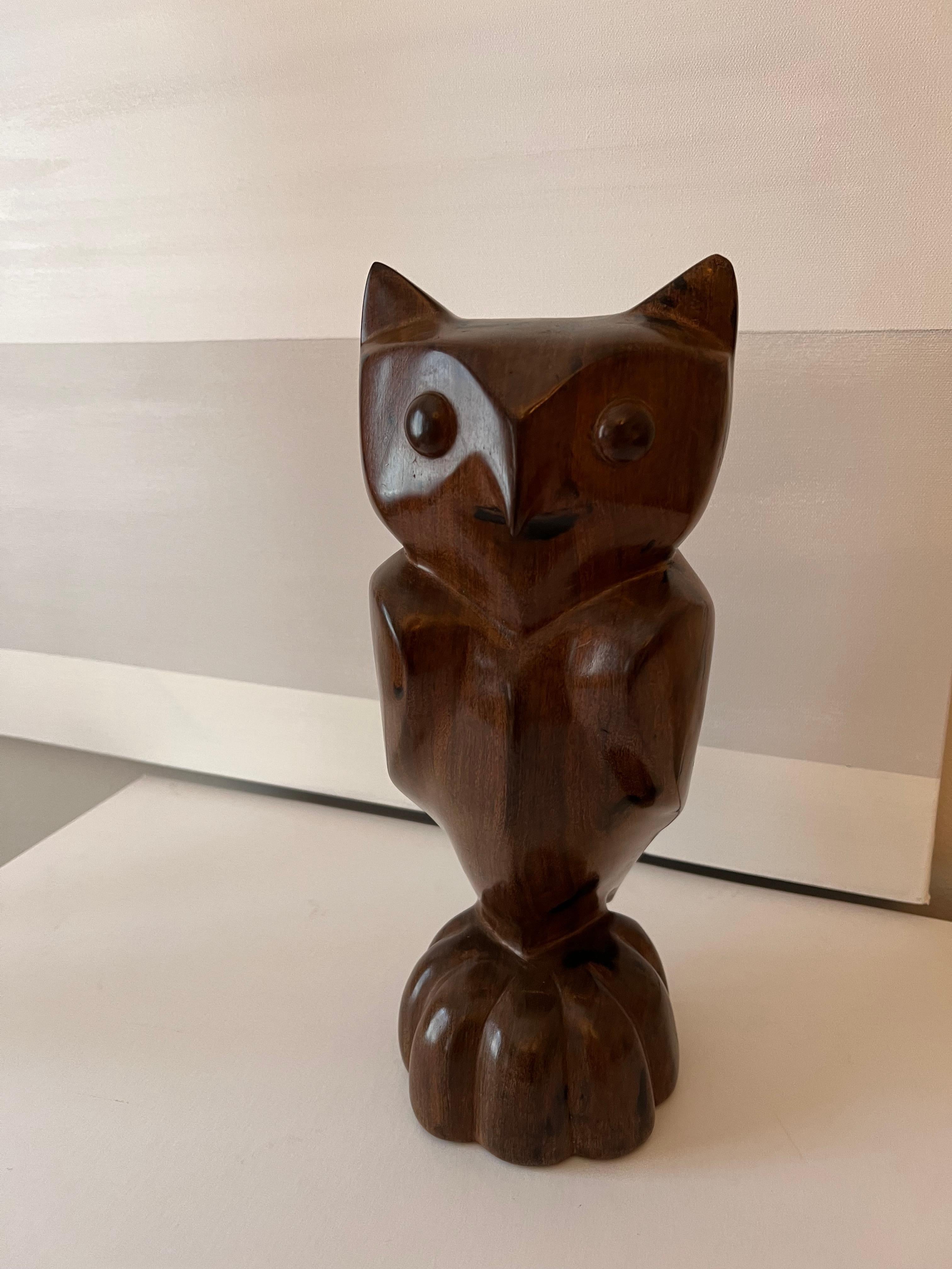Hand-Carved Carved Wooden Folk Art Owl
