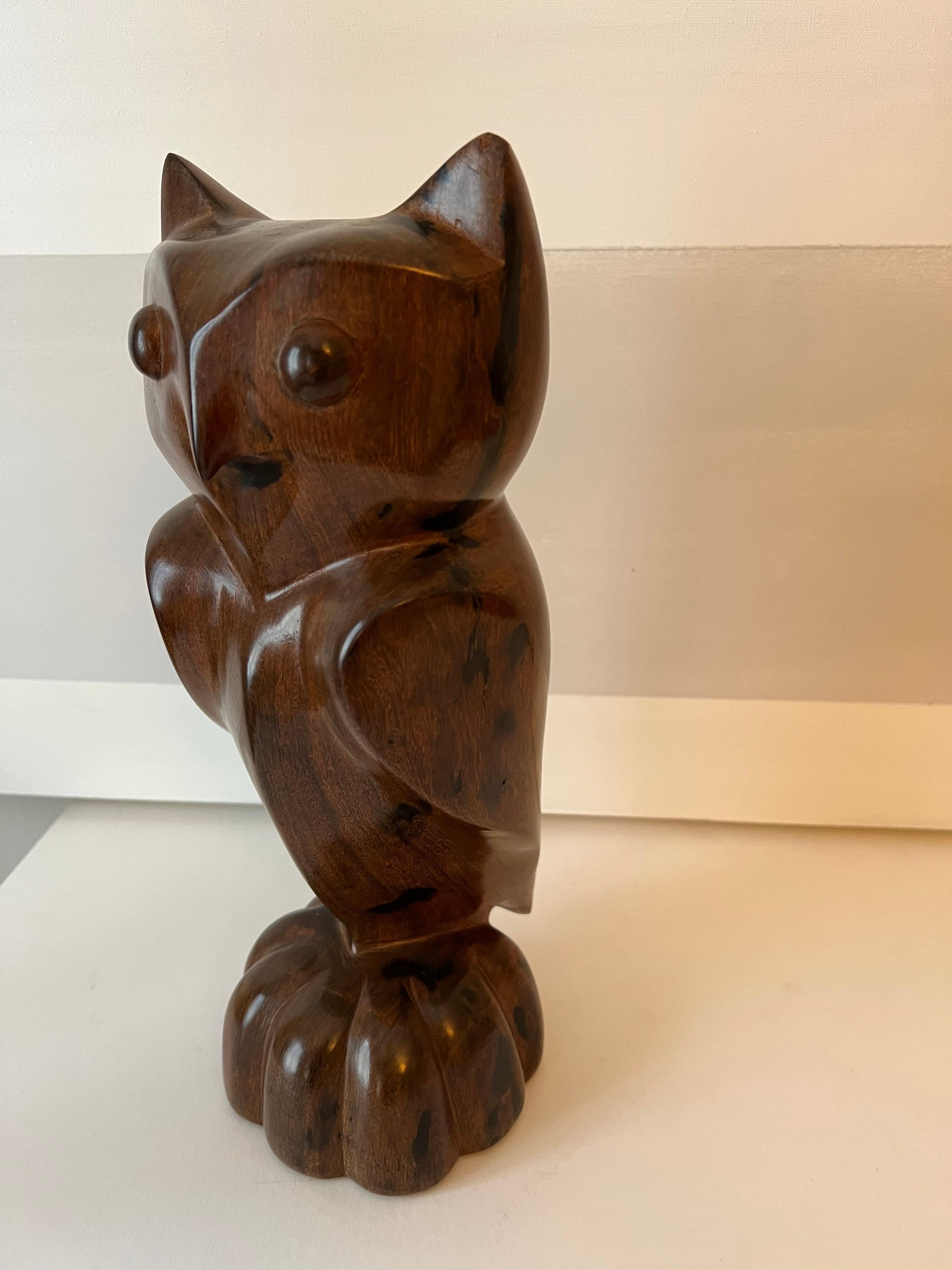20th Century Carved Wooden Folk Art Owl
