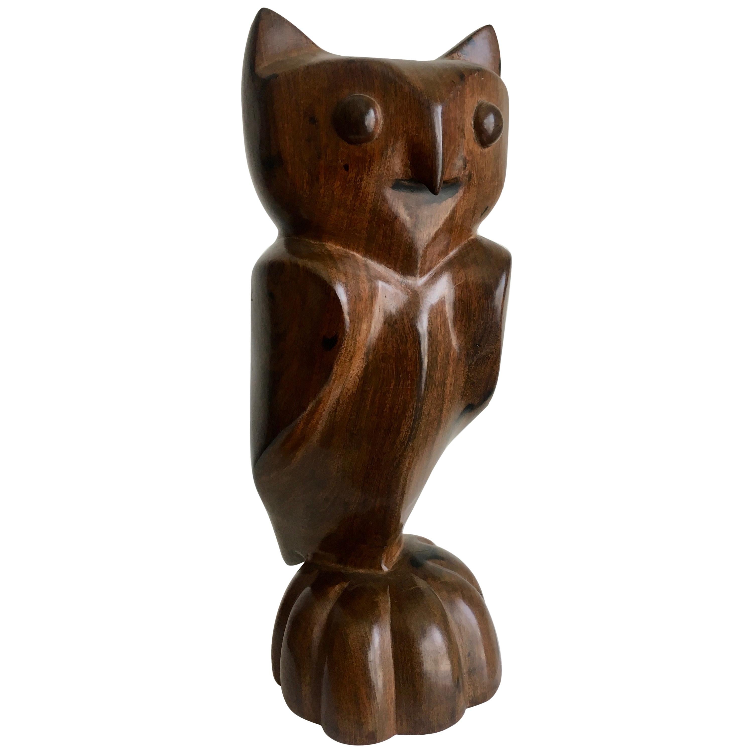 Carved Wooden Folk Art Owl