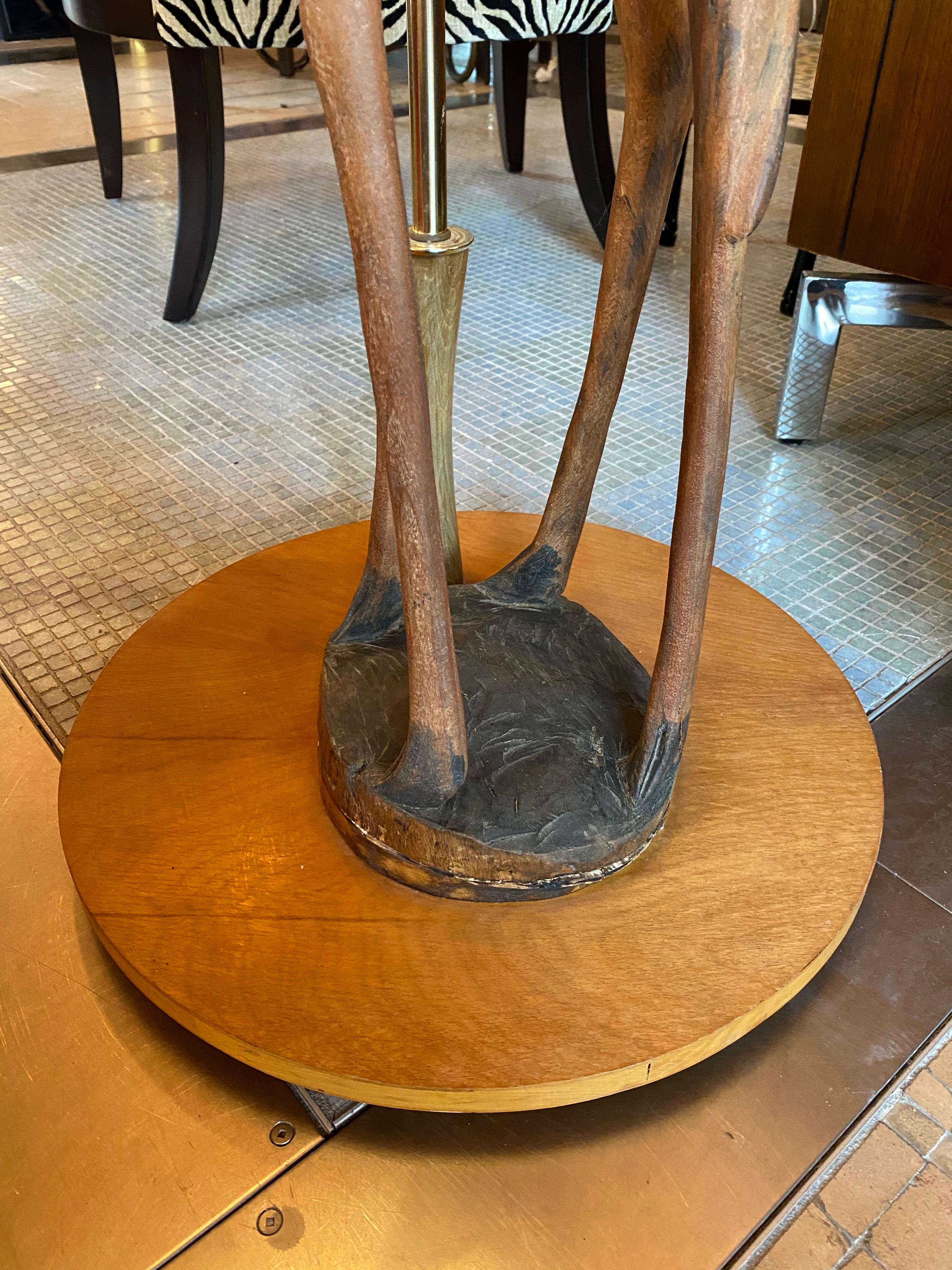 carved wood giraffe table lamp