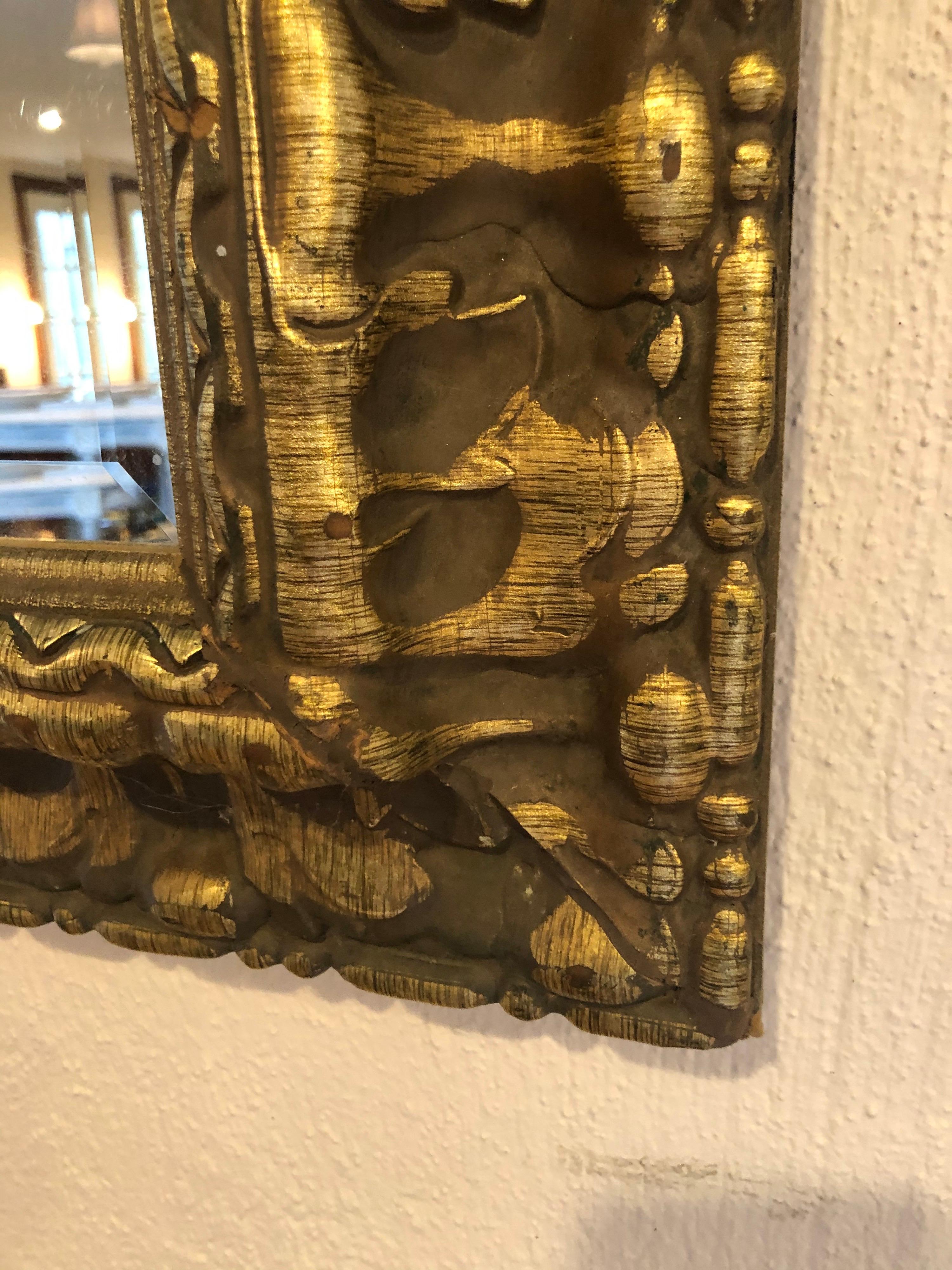 Carved Wooden Gold Leaf Mirror For Sale 13