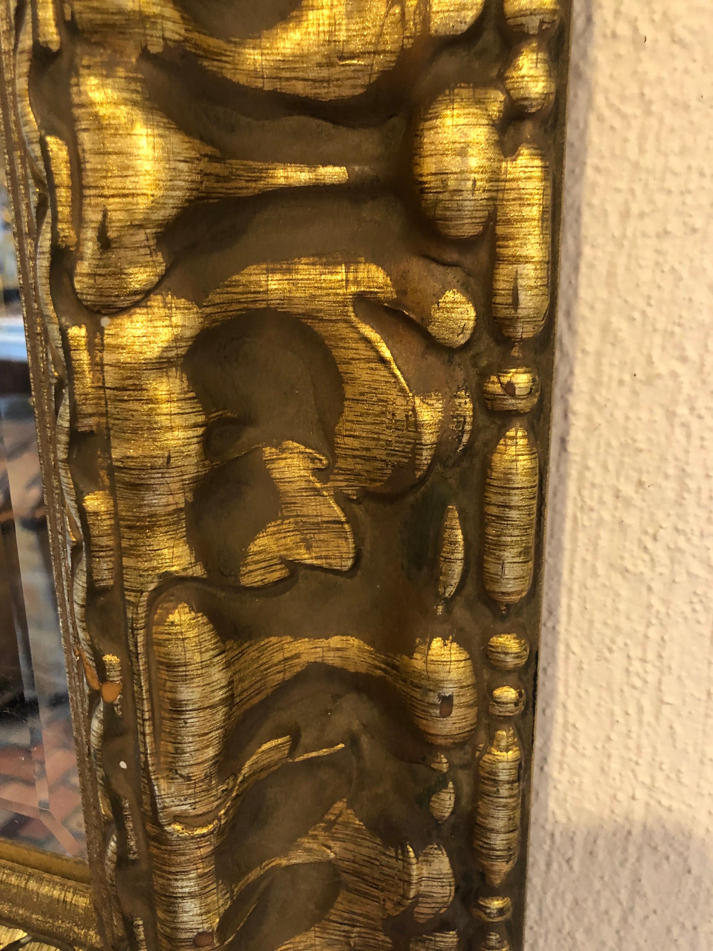 Carved Wooden Gold Leaf Mirror For Sale 14