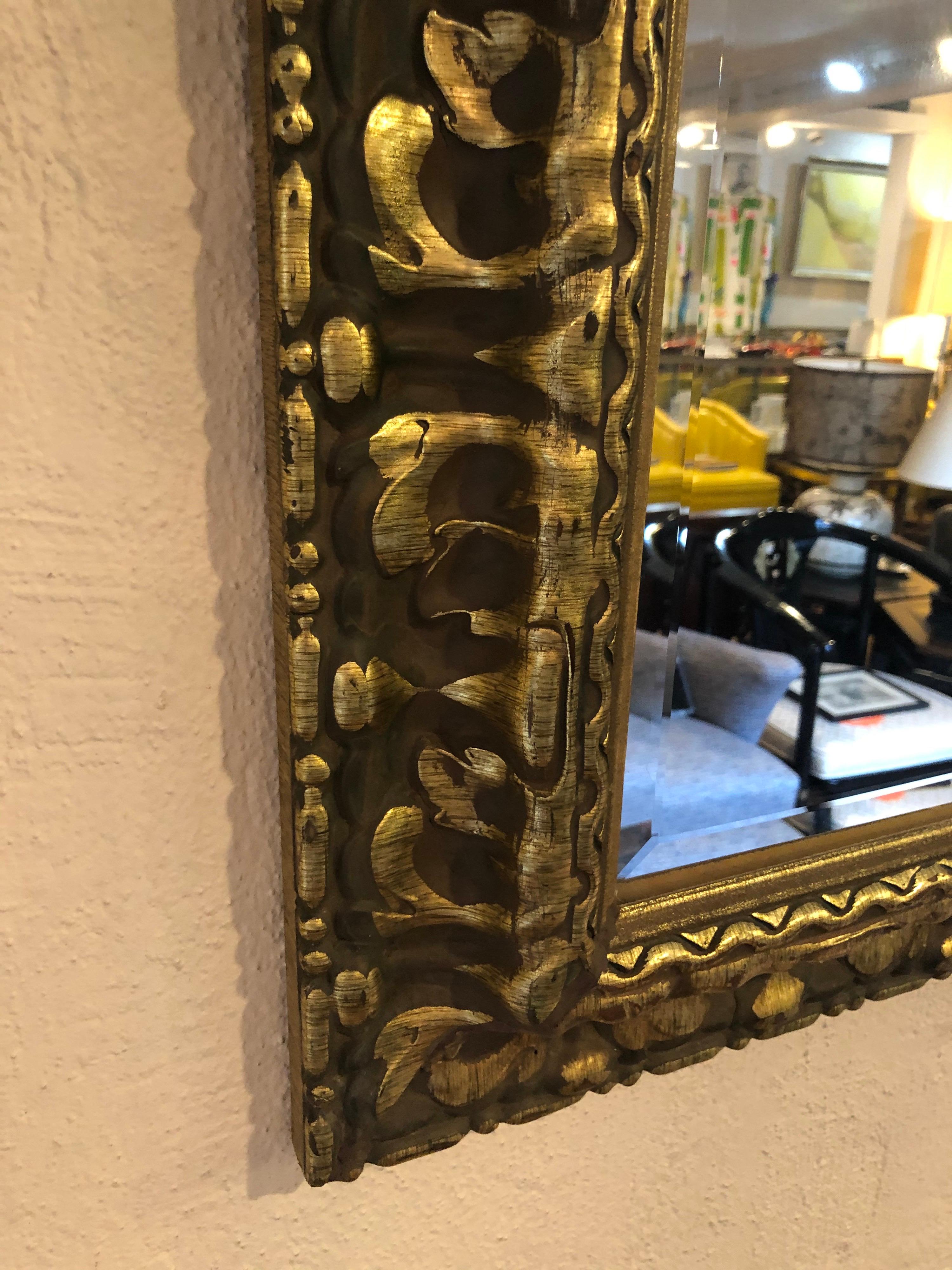 Carved Wooden Gold Leaf Mirror For Sale 3