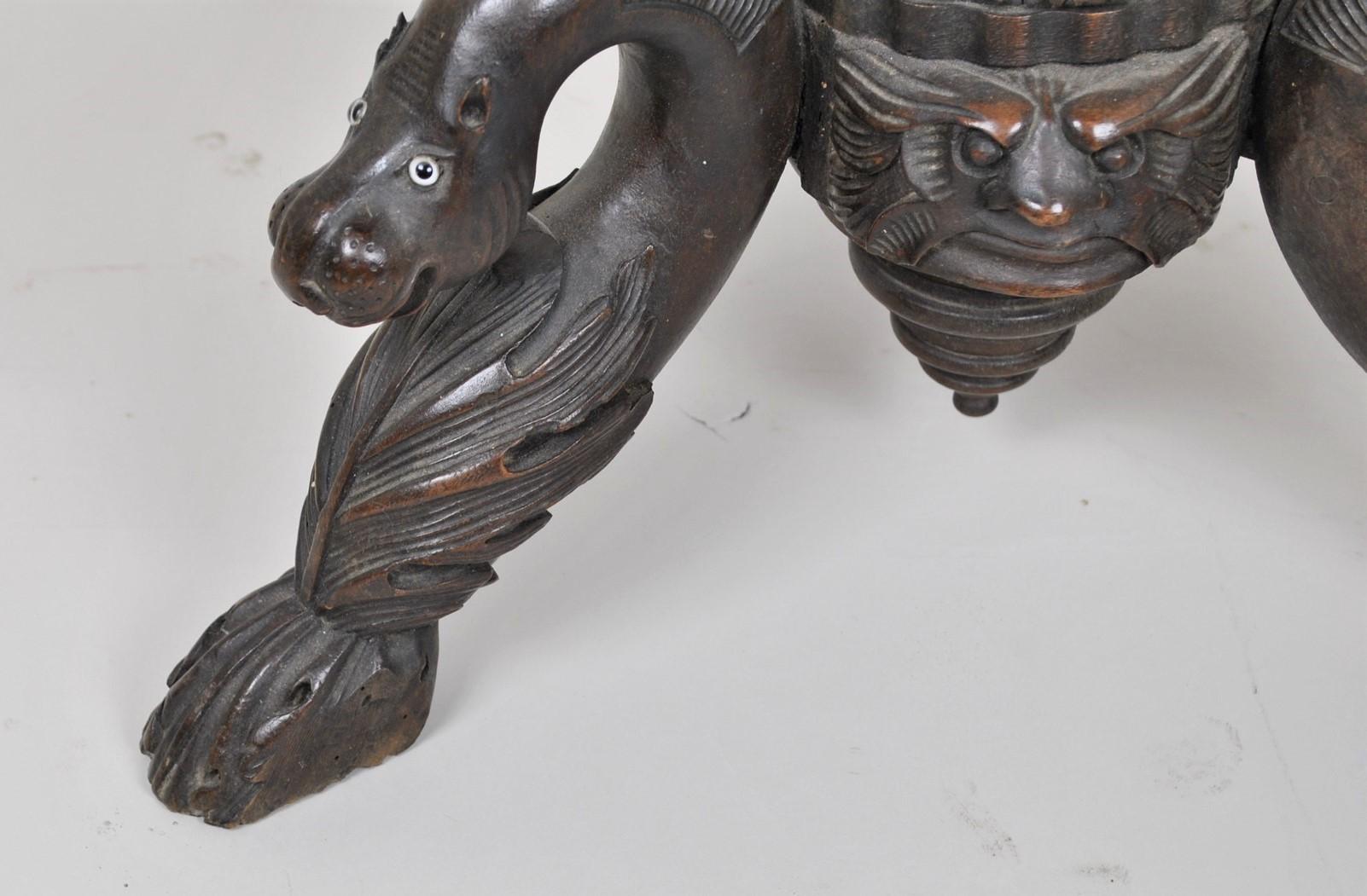 Carved Wooden Gueridon, Italian Folk Art, 19th Century For Sale 6