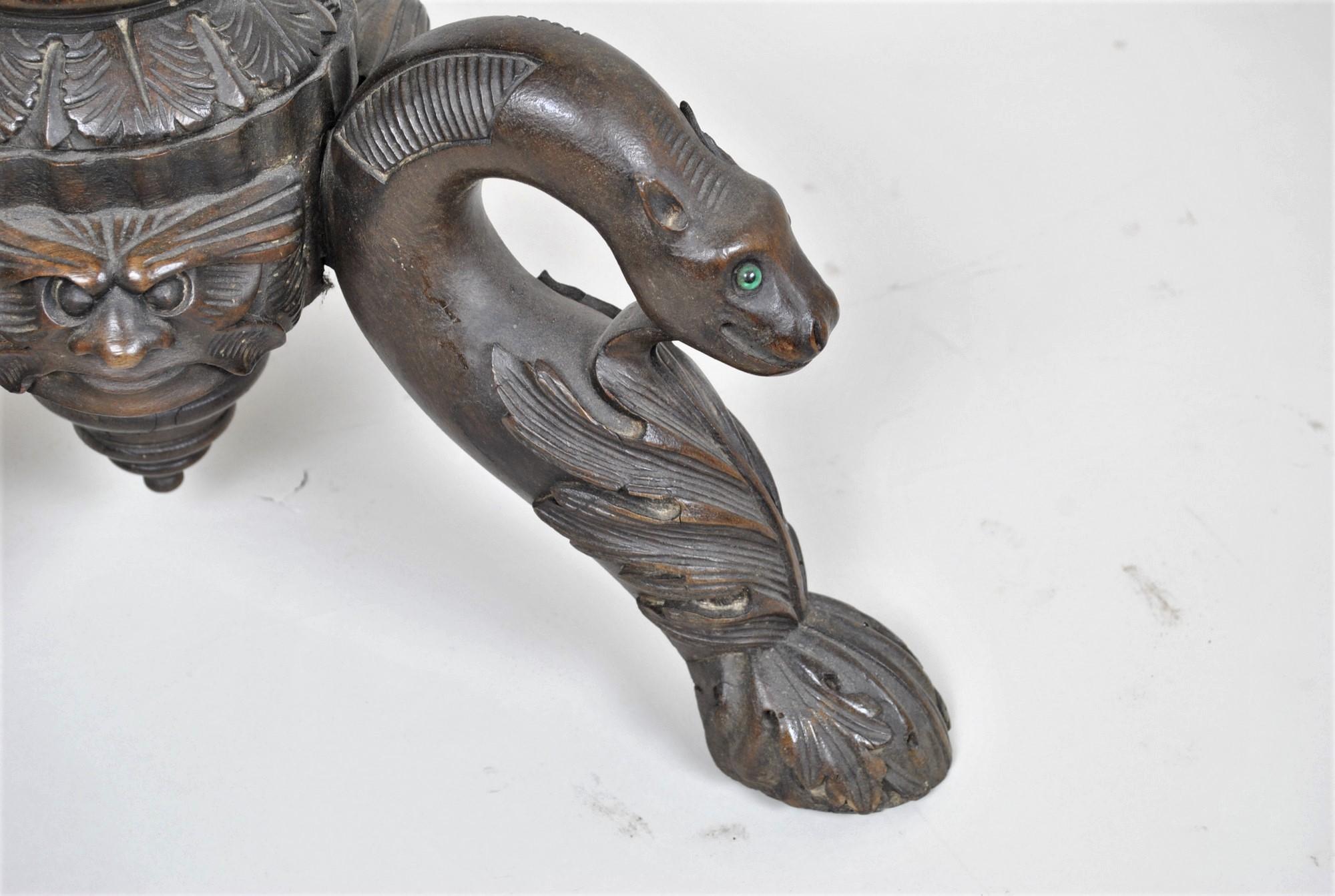Carved Wooden Gueridon, Italian Folk Art, 19th Century For Sale 8
