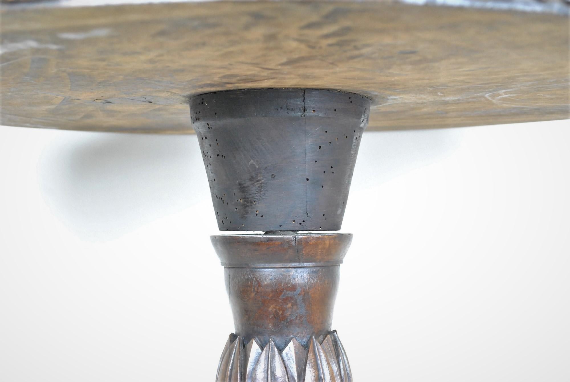 Carved Wooden Gueridon, Italian Folk Art, 19th Century For Sale 10