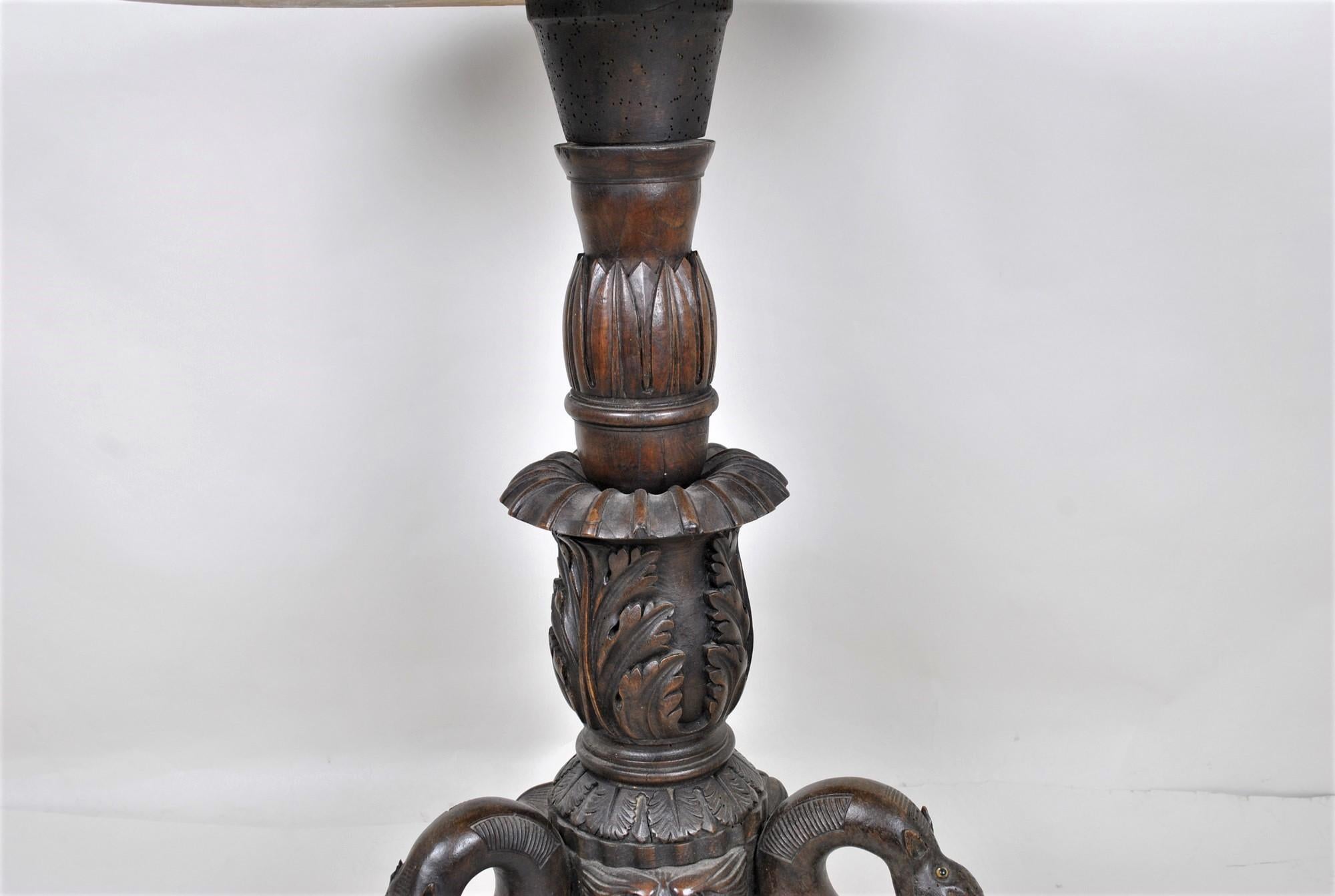 Carved Wooden Gueridon, Italian Folk Art, 19th Century For Sale 2