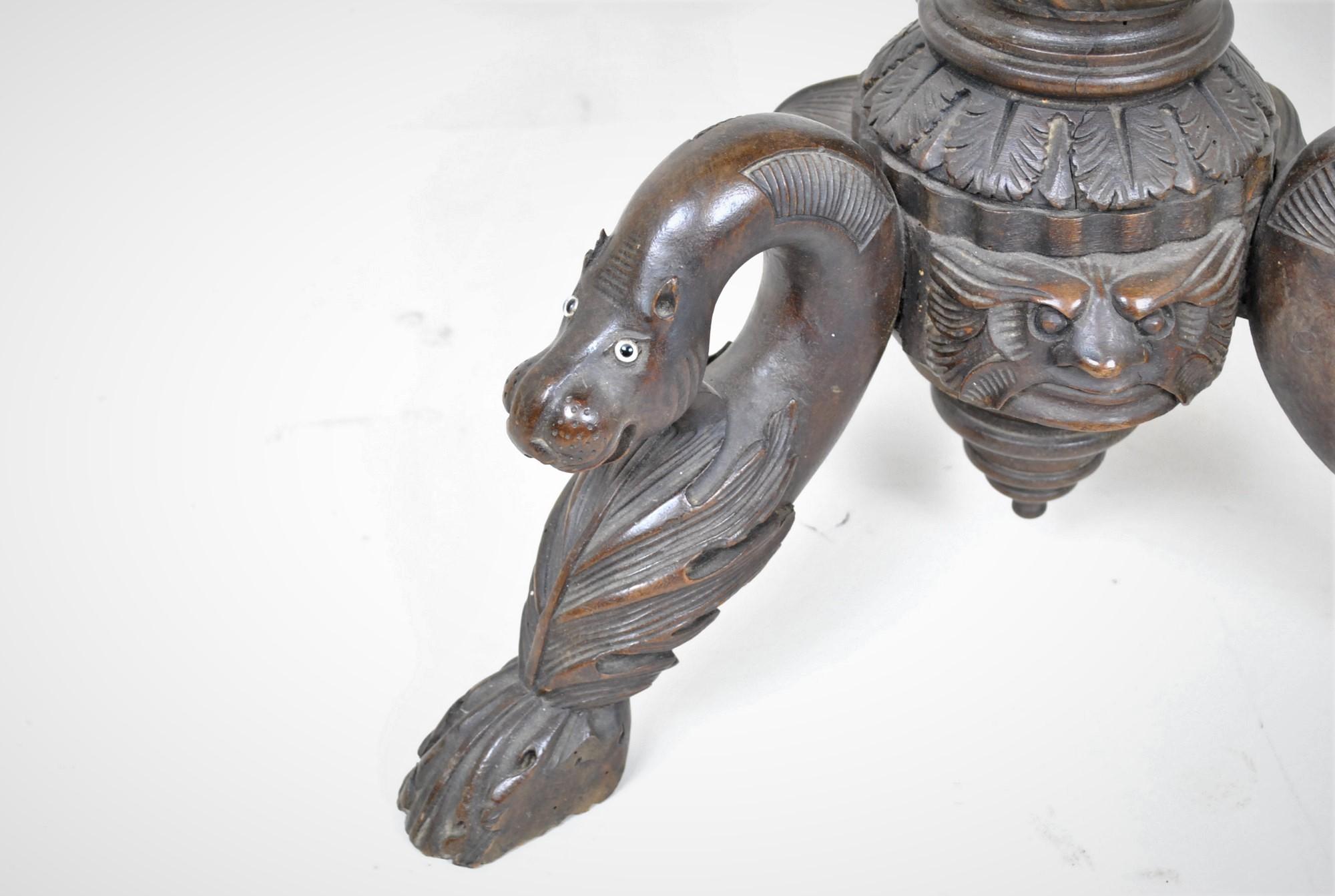 Carved Wooden Gueridon, Italian Folk Art, 19th Century For Sale 3
