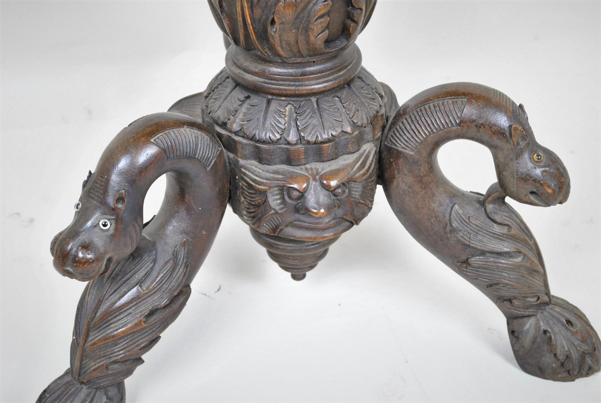 Carved Wooden Gueridon, Italian Folk Art, 19th Century For Sale 4