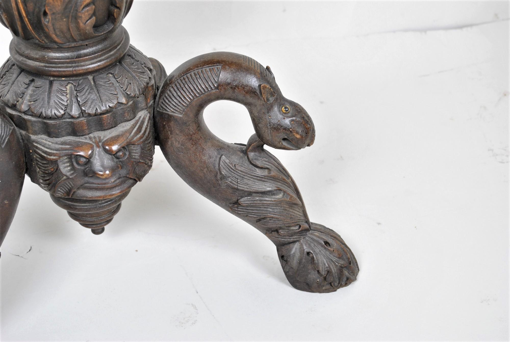 Carved Wooden Gueridon, Italian Folk Art, 19th Century For Sale 5