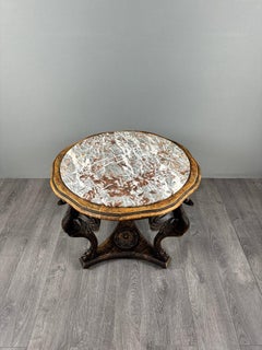 Carved Wooden Gueridon Table With A Marble Top, 19th Century